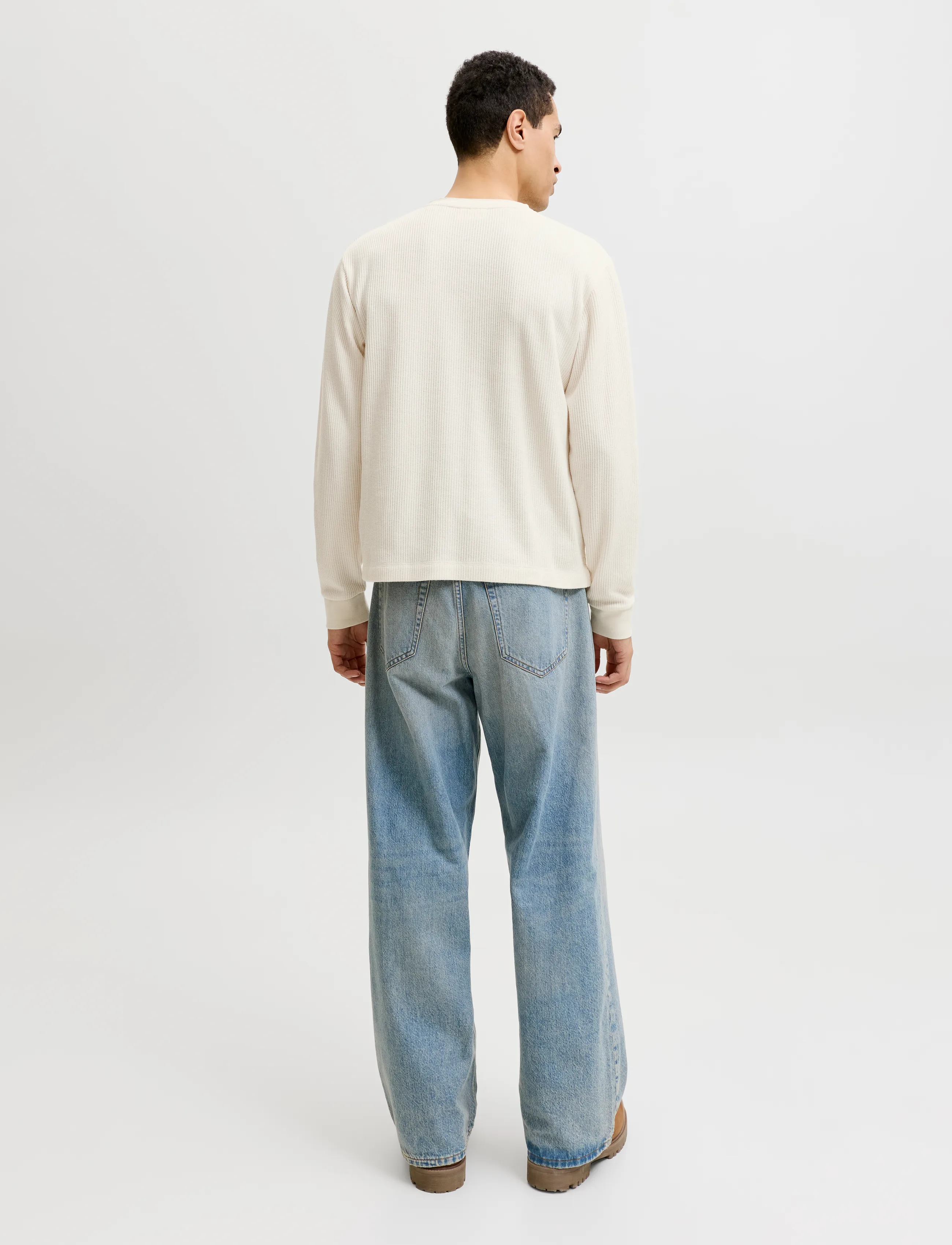 Jack & Jones - JORNORREBRO HENLEY LS TEE SN - långärmade stickade pikétröjor - antique white - 3
