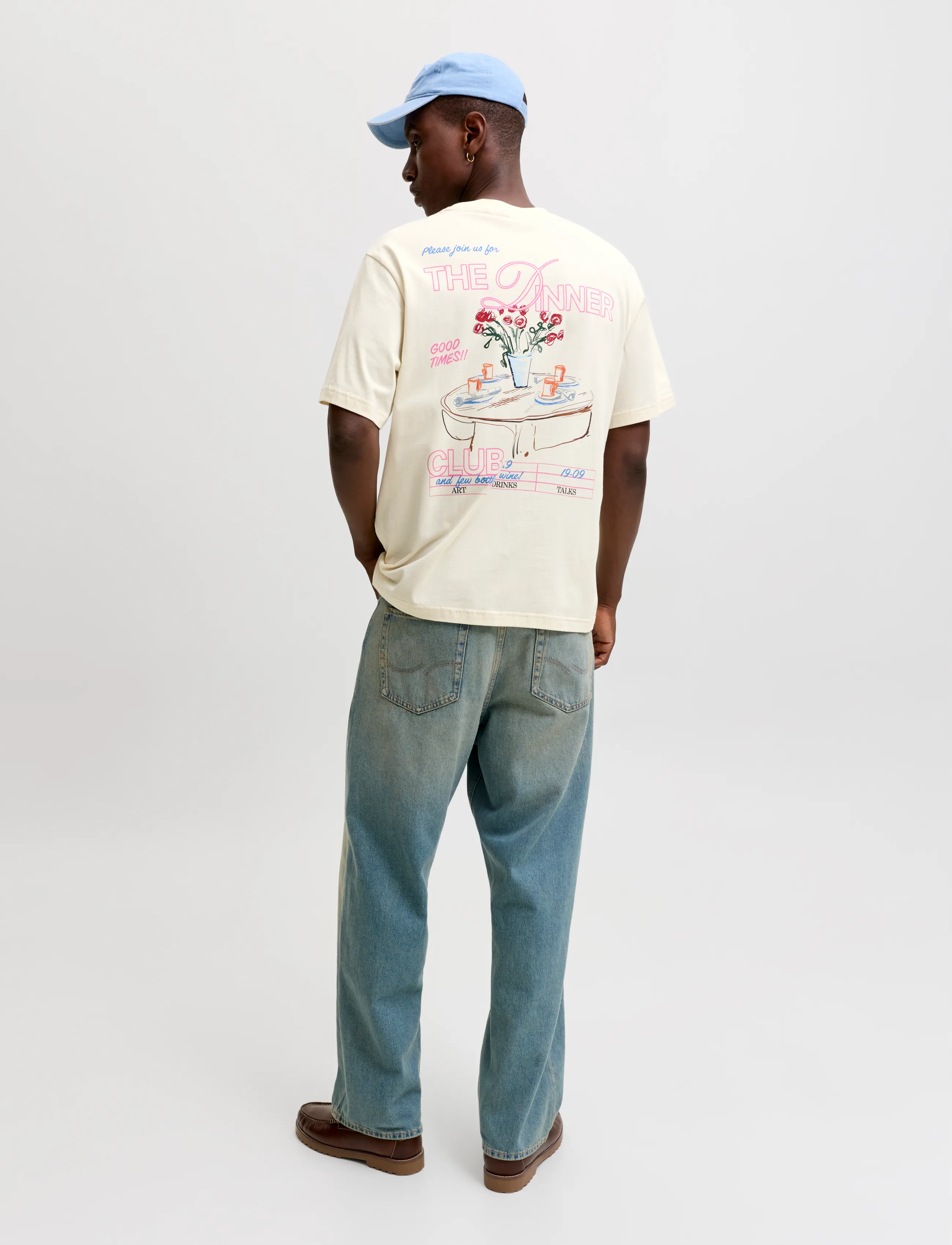 Jack & Jones - JORSKETCH TEE SS CREW NECK TG - kortärmade t-shirts - antique white - 3