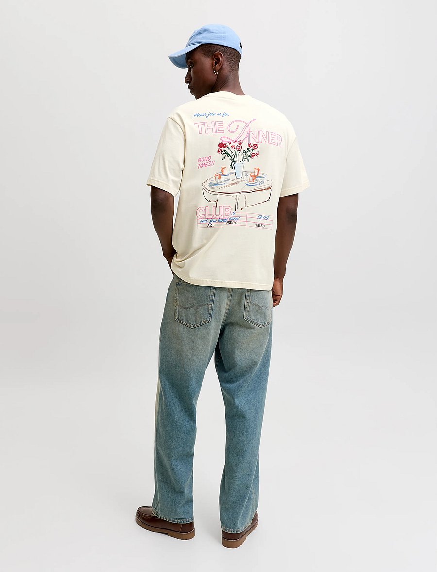 Jack & Jones - JORSKETCH TEE SS CREW NECK TG - kortärmade t-shirts - antique white - 3