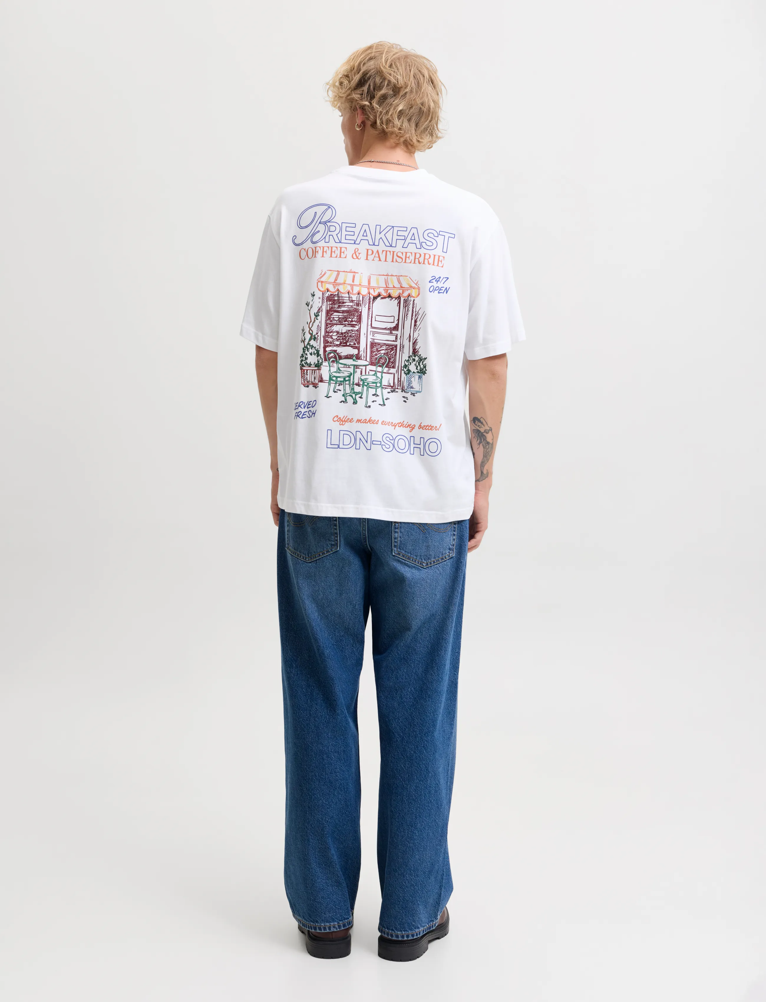 Jack & Jones - JORSKETCH TEE SS CREW NECK TG - kurzärmelige t-shirts - bright white - 3