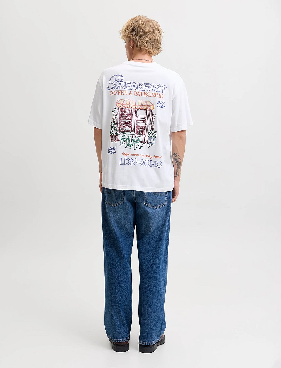 Jack & Jones - JORSKETCH TEE SS CREW NECK TG - kurzärmelige t-shirts - bright white - 3