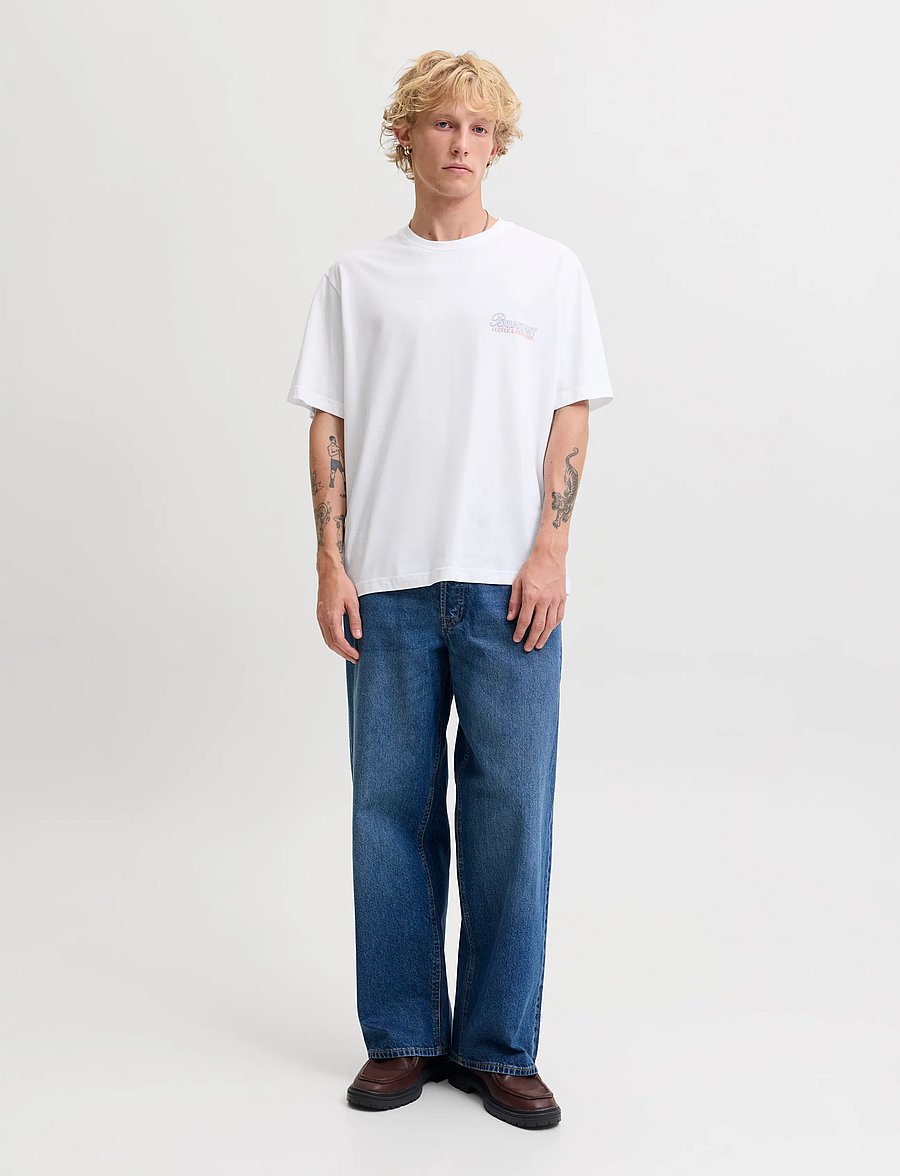 Jack & Jones - JORSKETCH TEE SS CREW NECK TG - kurzärmelige t-shirts - bright white - 4