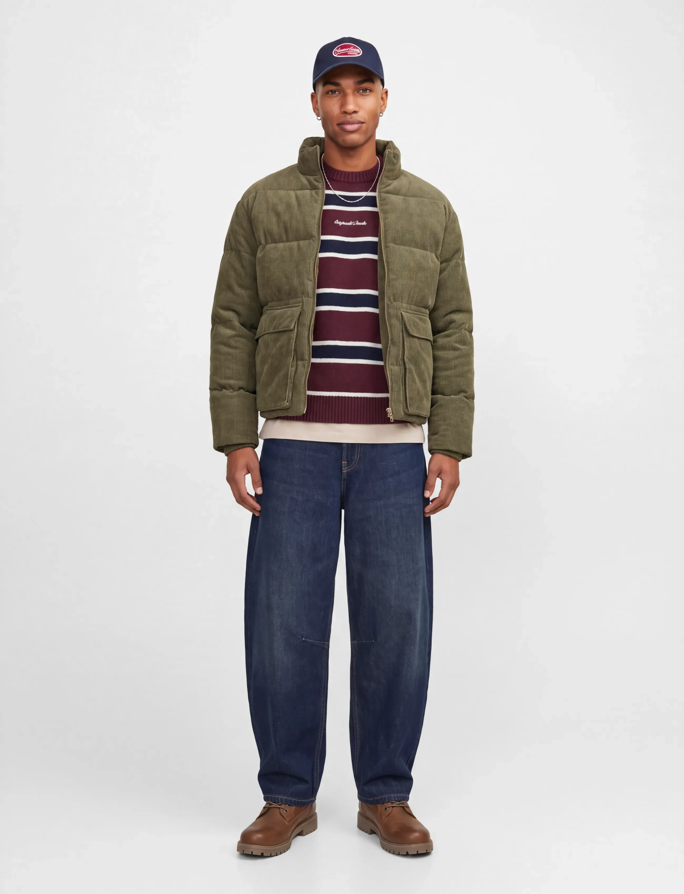 Jack & Jones - JORNORREBRO CORDUROY PUFFER JACKET BF - winter jackets - deep depths - 3