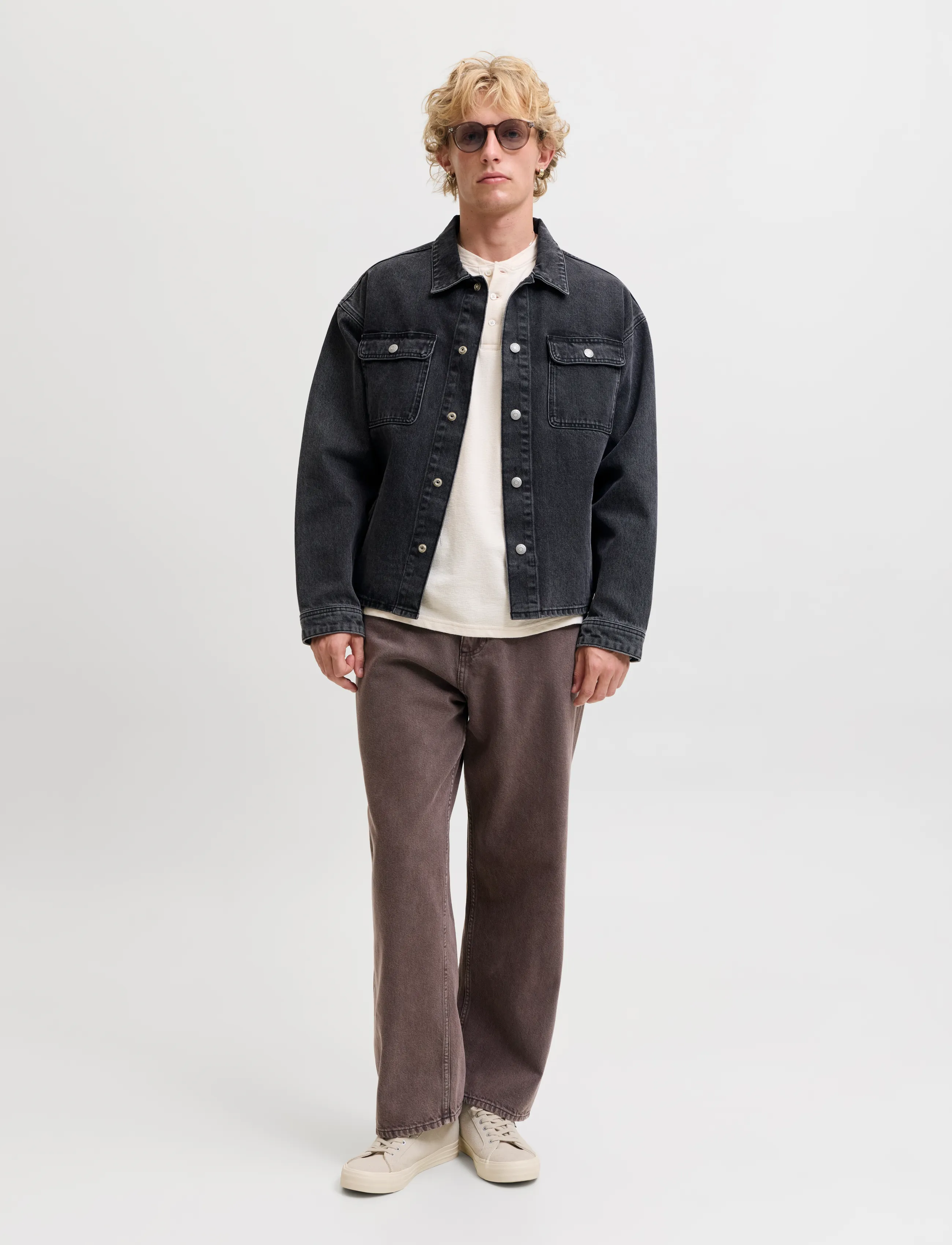 Jack & Jones - JPSTALEX ANTONIO ORIGINAL PANTS SN - weite jeans - ganache - 4