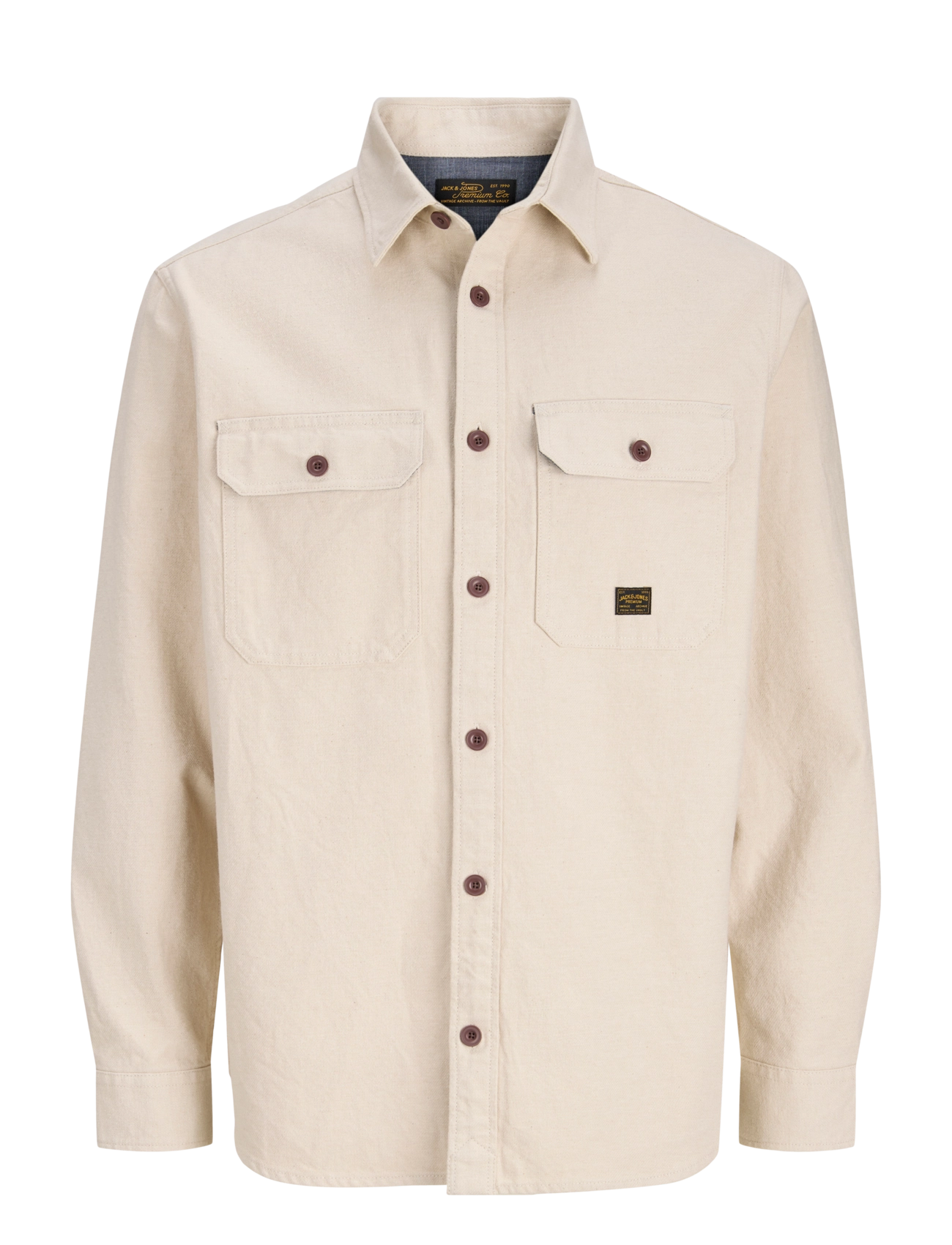 Jack & Jones JPRBLUIVY SOLID L/S OVERSHIRT SN - Overshirts - PLAZA TAUPE / cream