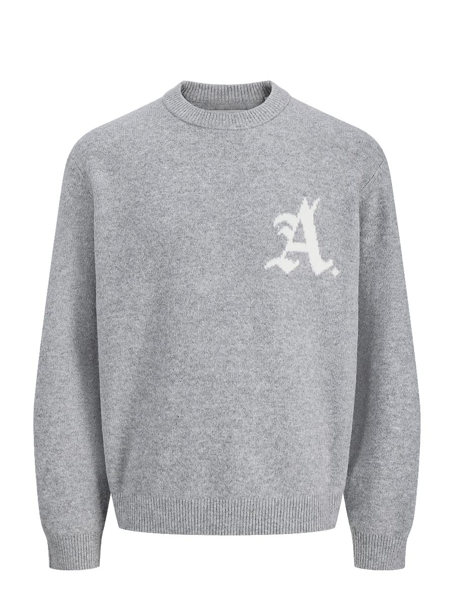Jack & Jones - JCOLEGACY KNIT JACQUARD CREW NECK - round necks - light grey melange - 1