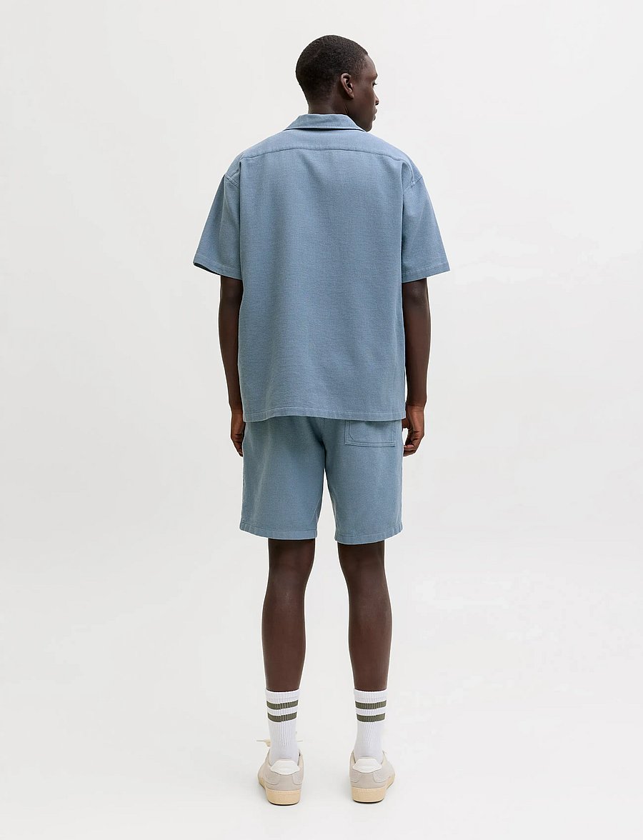 Jack & Jones - JJGLOBAL WAFFLE RESORT SHIRT SS SET MP - freizeitshorts - blue mirage - 3