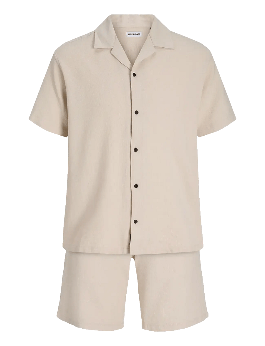 Jack & Jones - JJGLOBAL WAFFLE RESORT SHIRT SS SET MP - lühikesed vabaajapüksid - moonbeam - 1