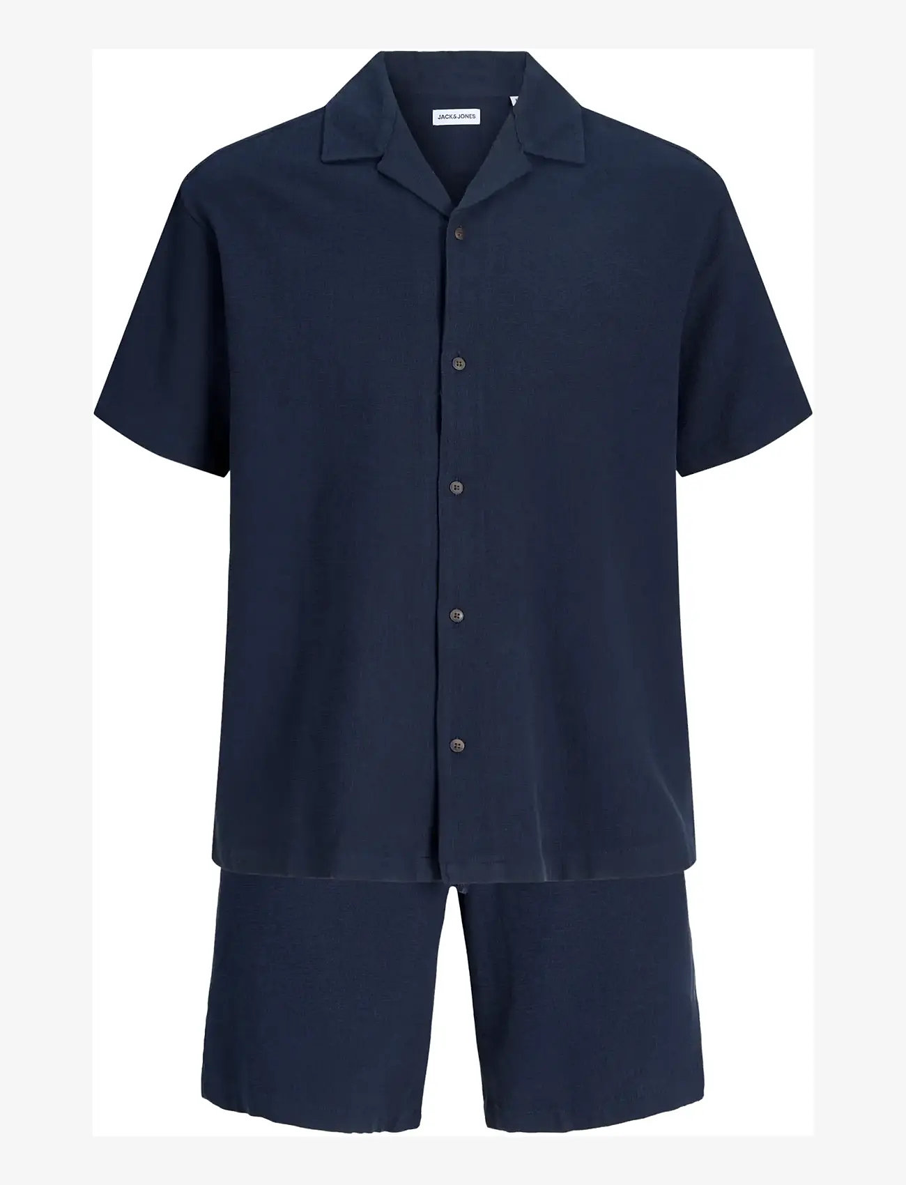 Jack & Jones - JJGLOBAL WAFFLE RESORT SHIRT SS SET MP - kasdienio stiliaus šortai - navy blazer - 1