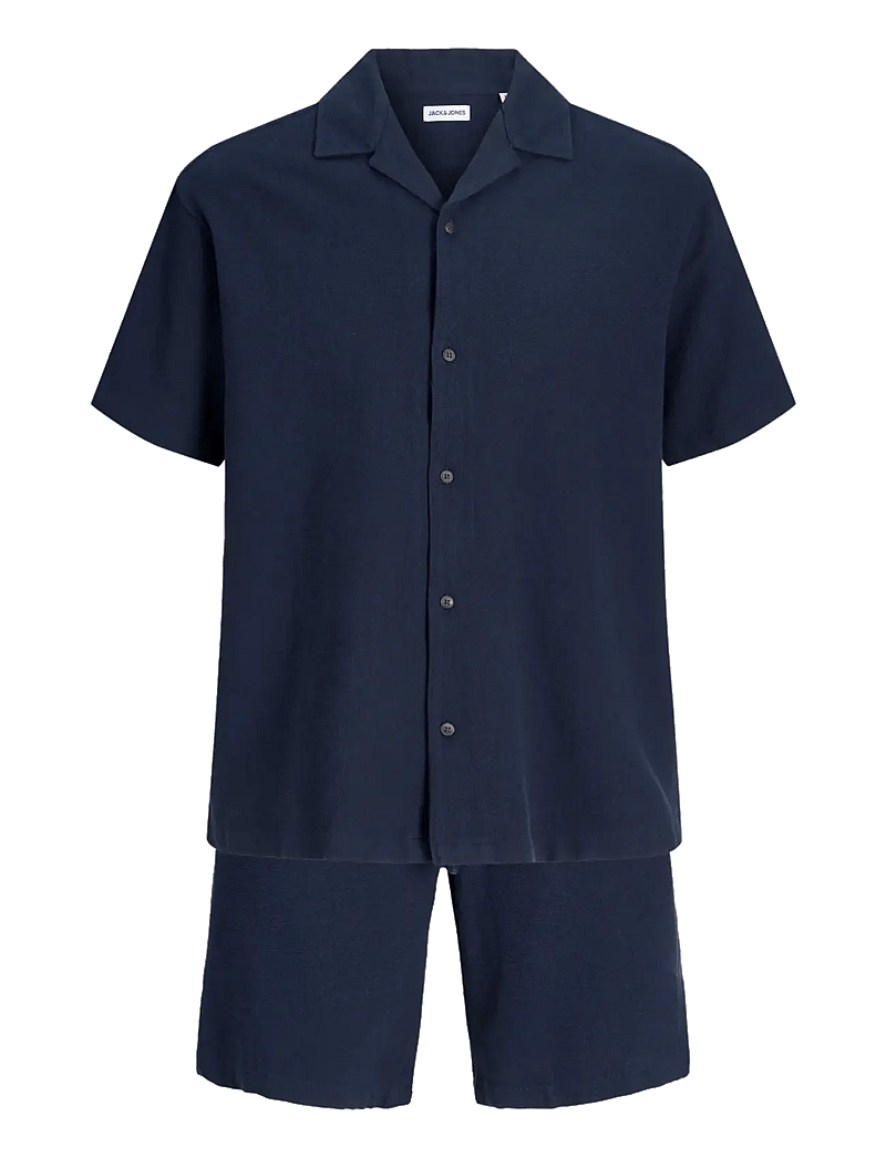 Jack & Jones - JJGLOBAL WAFFLE RESORT SHIRT SS SET MP - kasdienio stiliaus šortai - navy blazer - 1