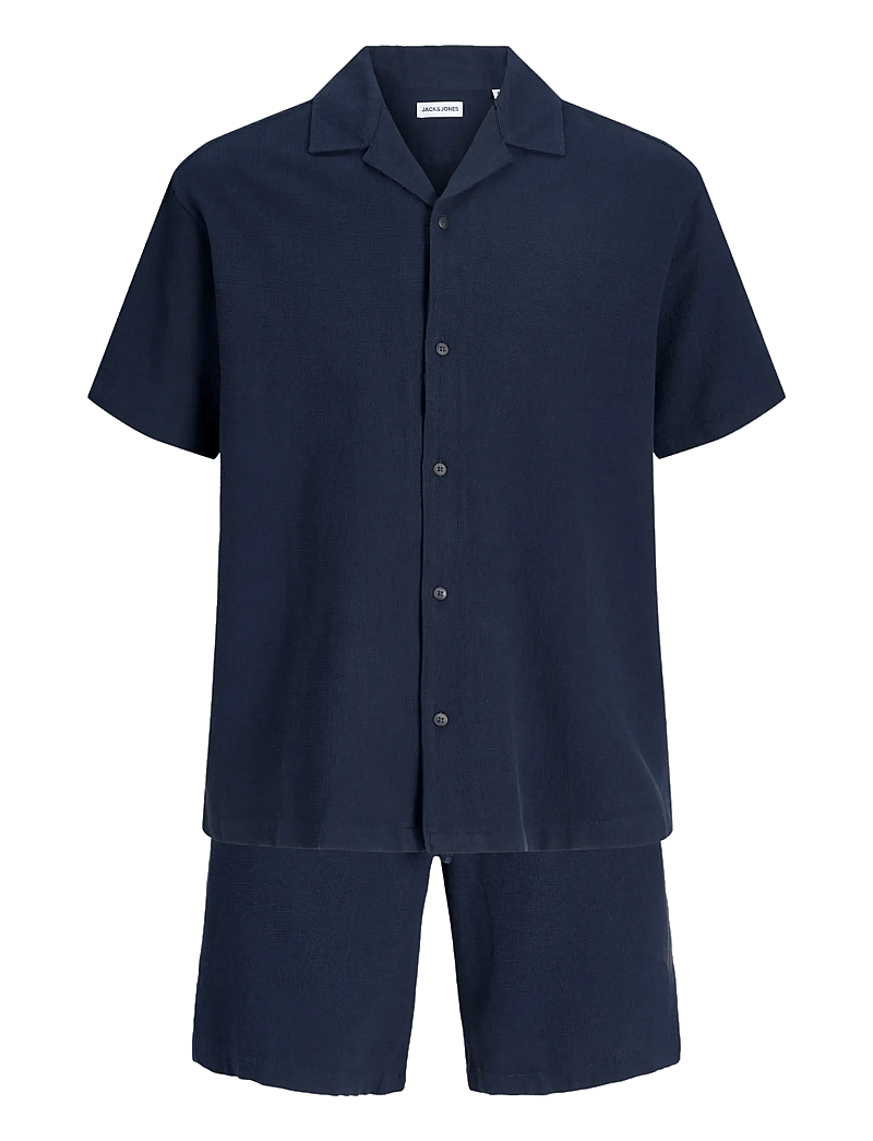 Jack & Jones - JJGLOBAL WAFFLE RESORT SHIRT SS SET MP - kasdienio stiliaus šortai - navy blazer - 2
