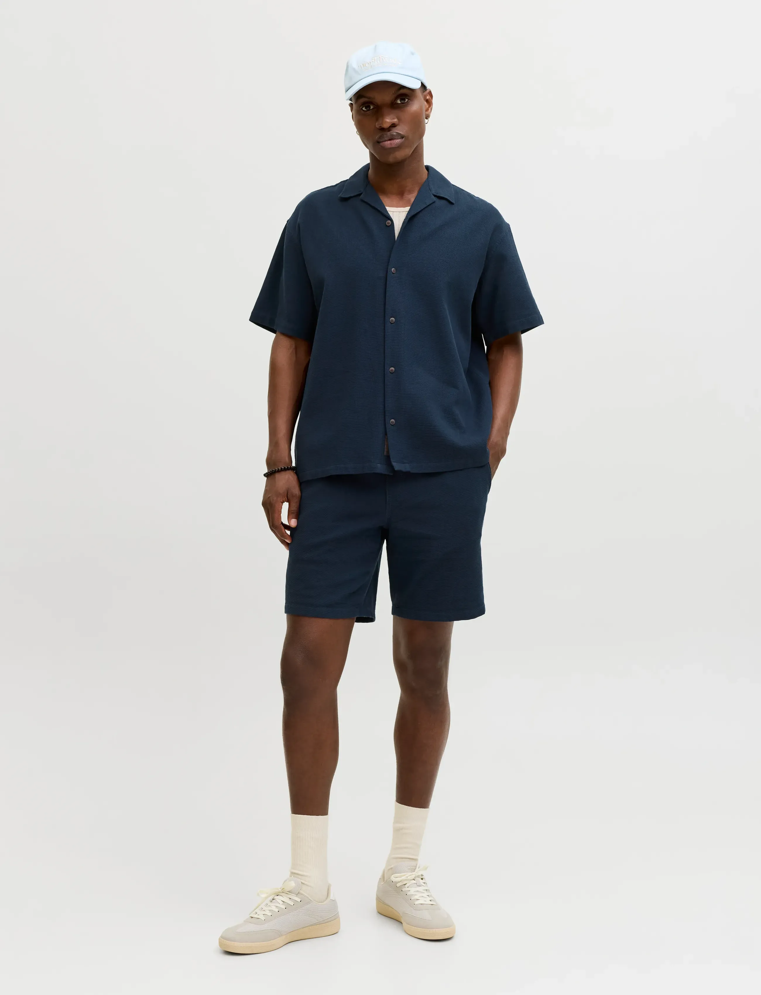 Jack & Jones JJGLOBAL WAFFLE RESORT SHIRT SS SET MP - Hemden - NAVY BLAZER / navy