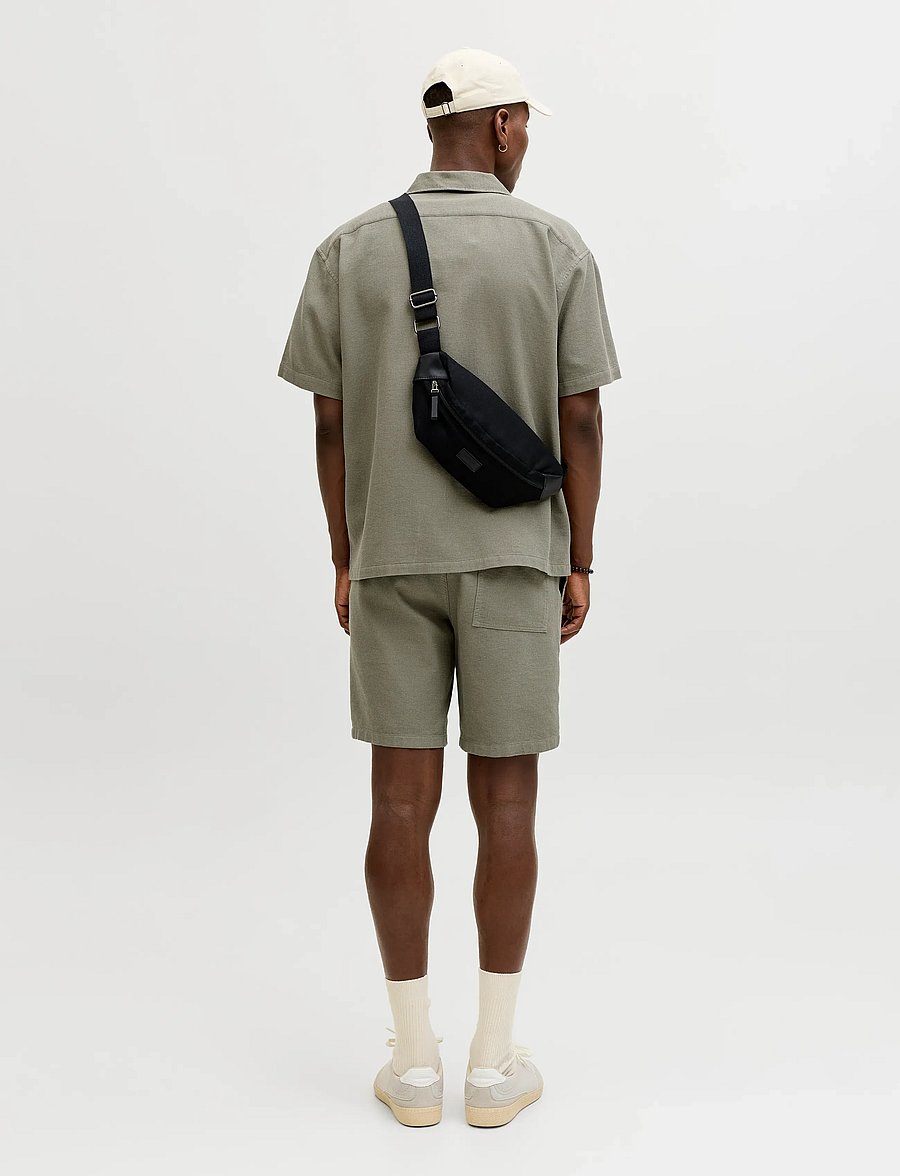 Jack & Jones - JJGLOBAL WAFFLE RESORT SHIRT SS SET MP - lühikesed vabaajapüksid - vetiver - 3