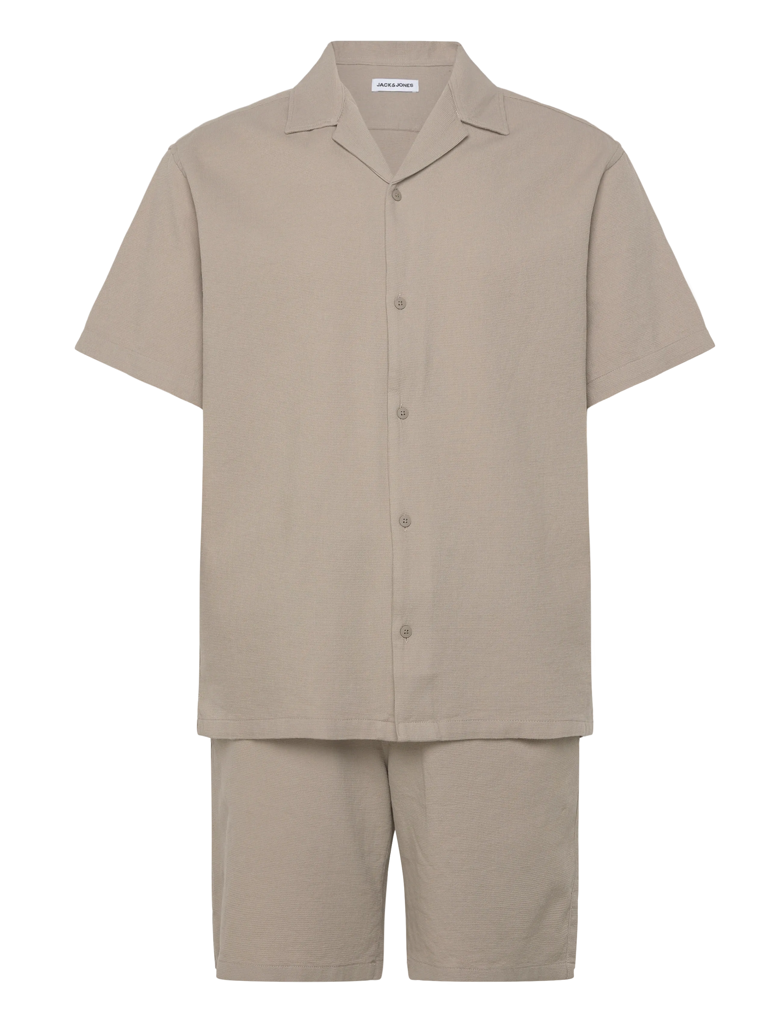 Jack & Jones JJGLOBAL WAFFLE RESORT SHIRT SS SET MP - Shorts - VINTAGE KHAKI / khaki/green