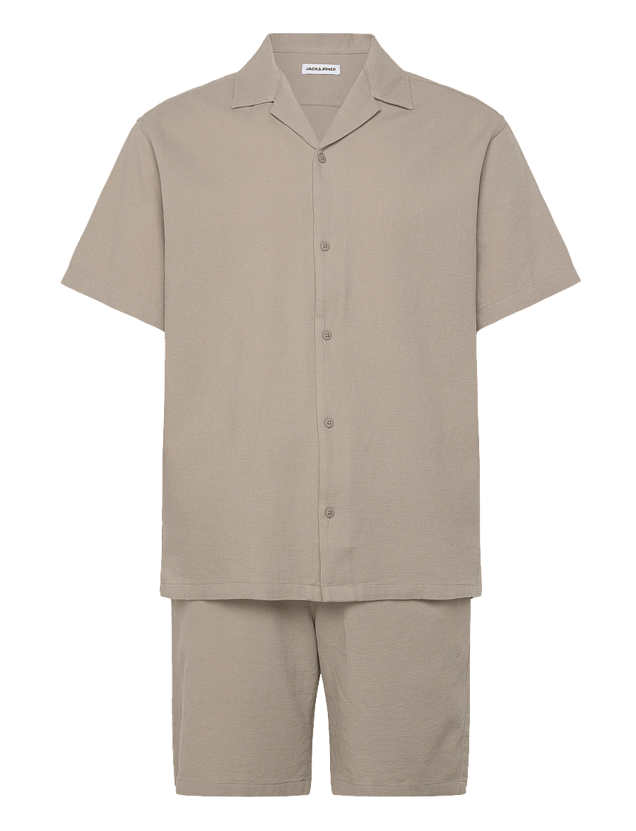 Jack & Jones - JJGLOBAL WAFFLE RESORT SHIRT SS SET MP - short décontracté - vintage khaki - 0