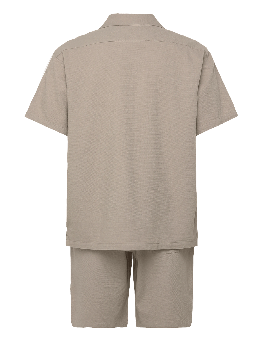 Jack & Jones - JJGLOBAL WAFFLE RESORT SHIRT SS SET MP - short décontracté - vintage khaki - 1