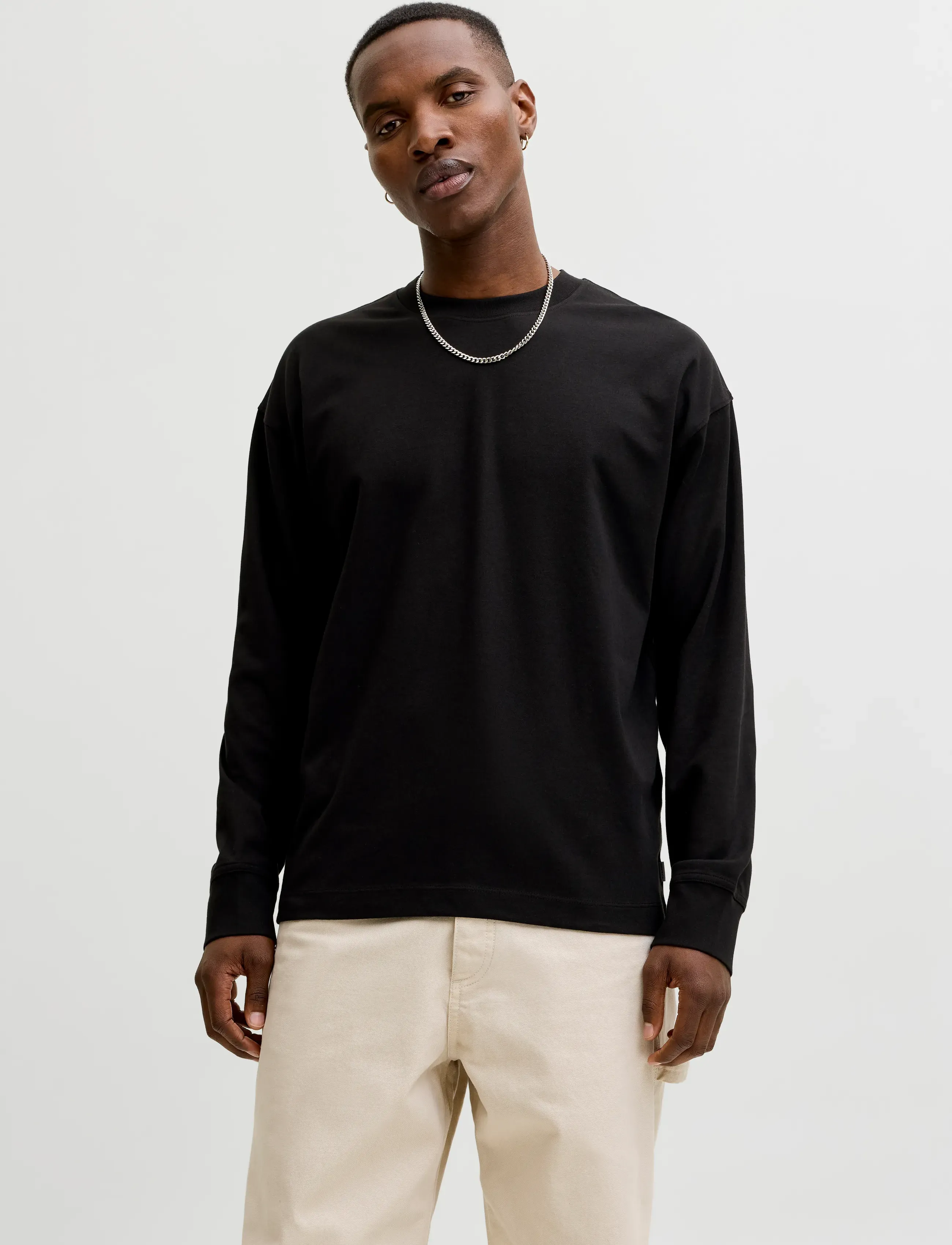 Jack & Jones JJEBARRON TEE LS O-NECK SN - Long-sleeved t-shirts - BLACK / black