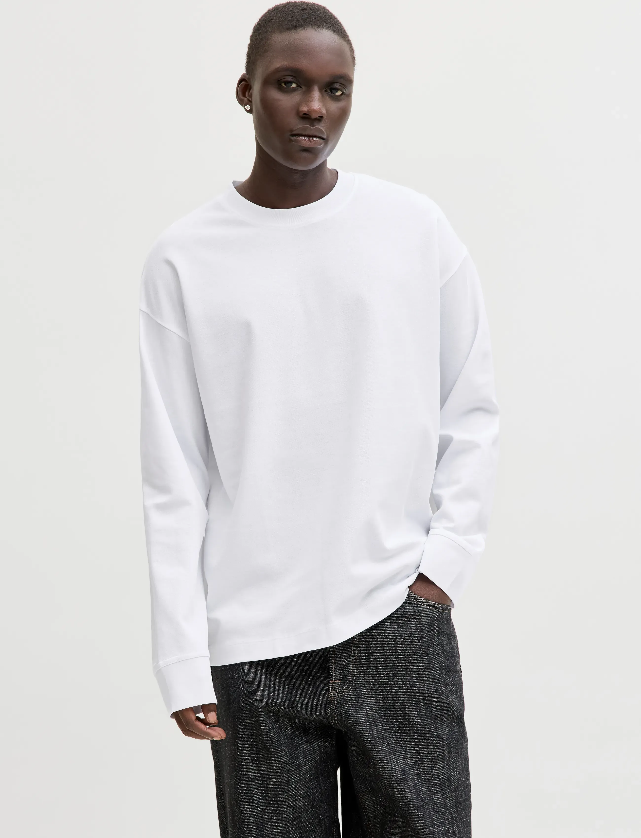 Jack & Jones JJEBARRON TEE LS O-NECK SN - Long-sleeved t-shirts - WHITE / white
