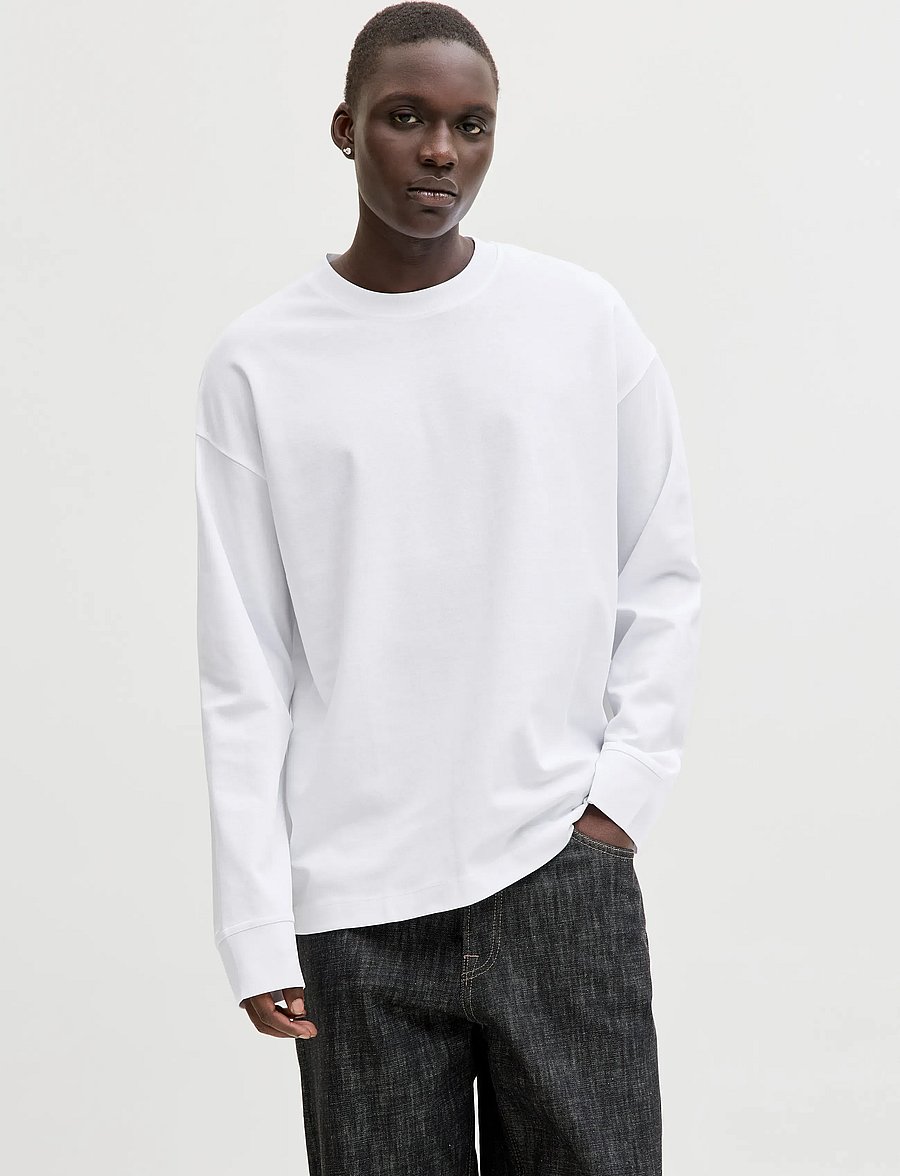 Jack & Jones - JJEBARRON TEE LS O-NECK SN - white - 0