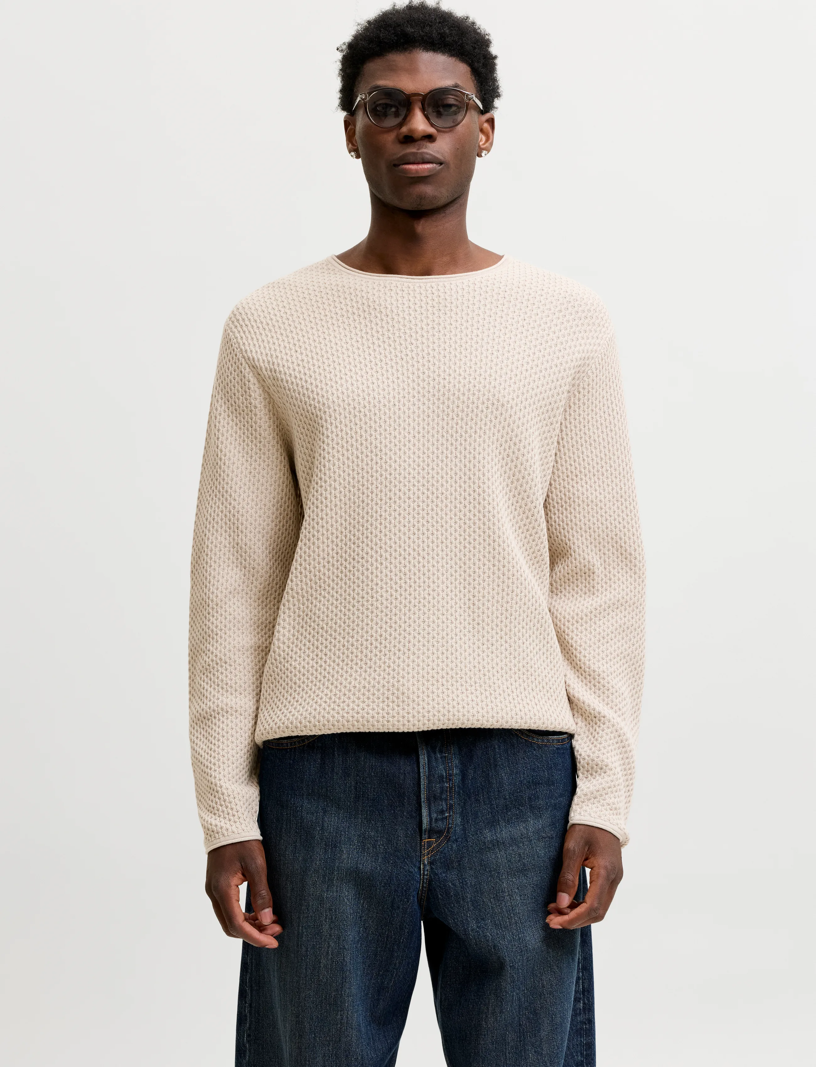 Jack & Jones Jprblumason Knit Crew Neck Sn, Mænd, Strikket Rundhals Sweater, Cream, Str: S
