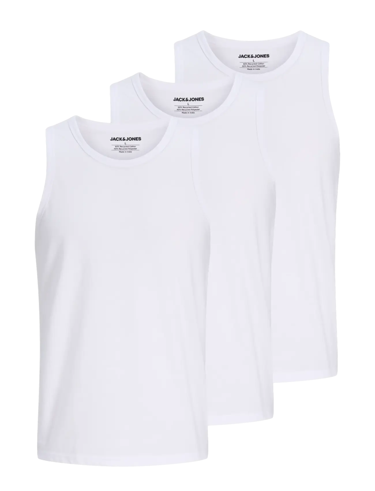 JACK & JONES Jacjones Basic Tank Oberteil 3 Pack W Weiß - L - Herren