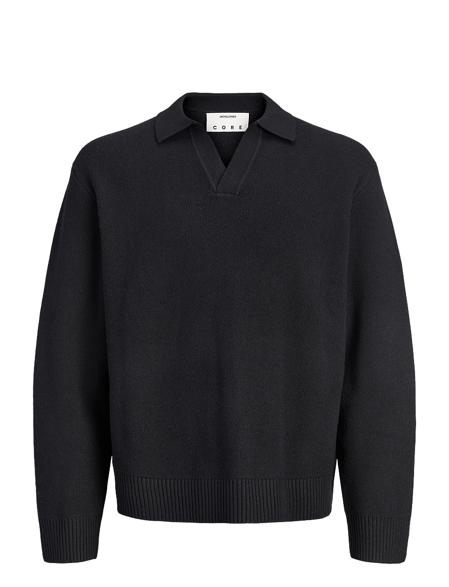 Jack & Jones - JCOLEGACY KNIT SPLIT NECK POLO - black - 0