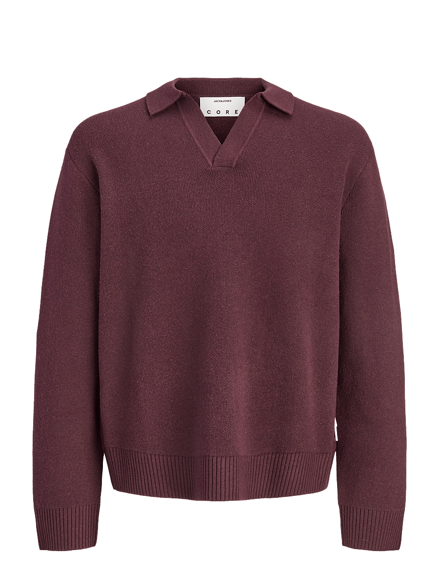 Jack & Jones - JCOLEGACY KNIT SPLIT NECK POLO - poloer i strik med lange ærmer - fudge - 0