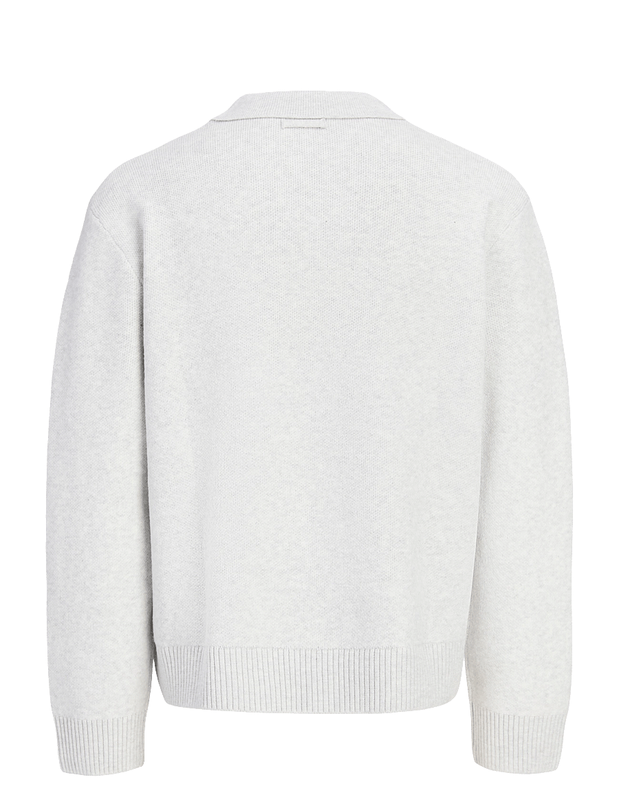 Jack & Jones - JCOLEGACY KNIT SPLIT NECK POLO - light grey melange - 1