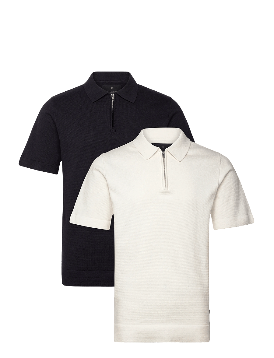 Jack & Jones - JPRBLAMILANO SPRING KNIT ZIP POLO 2PK MP - kootud polosärgid - night sky - 1