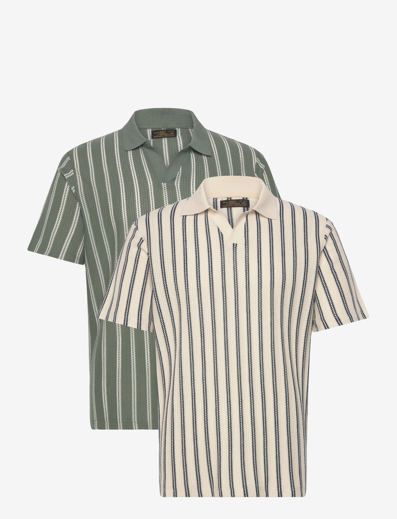 Jack & Jones - JPRBLUHARRY SS SPLIT NECK POLO SN 2PK MP - kortærmede poloer - cloud dancer - 0