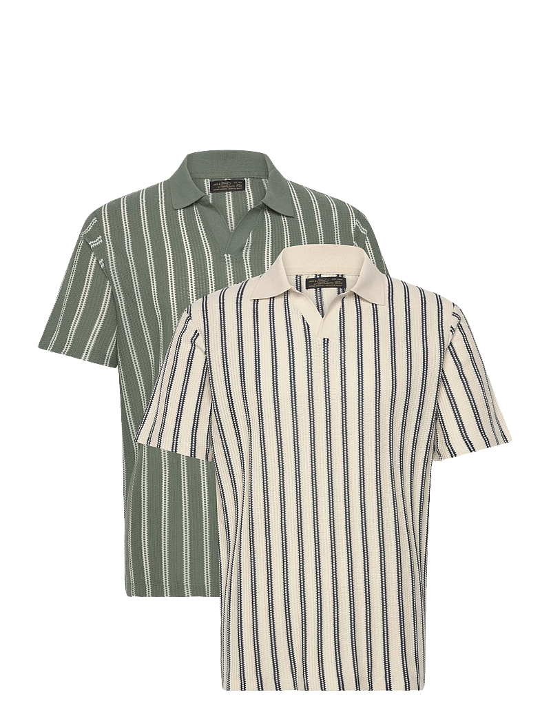 Jack & Jones - JPRBLUHARRY SS SPLIT NECK POLO SN 2PK MP - kortærmede poloer - cloud dancer - 0