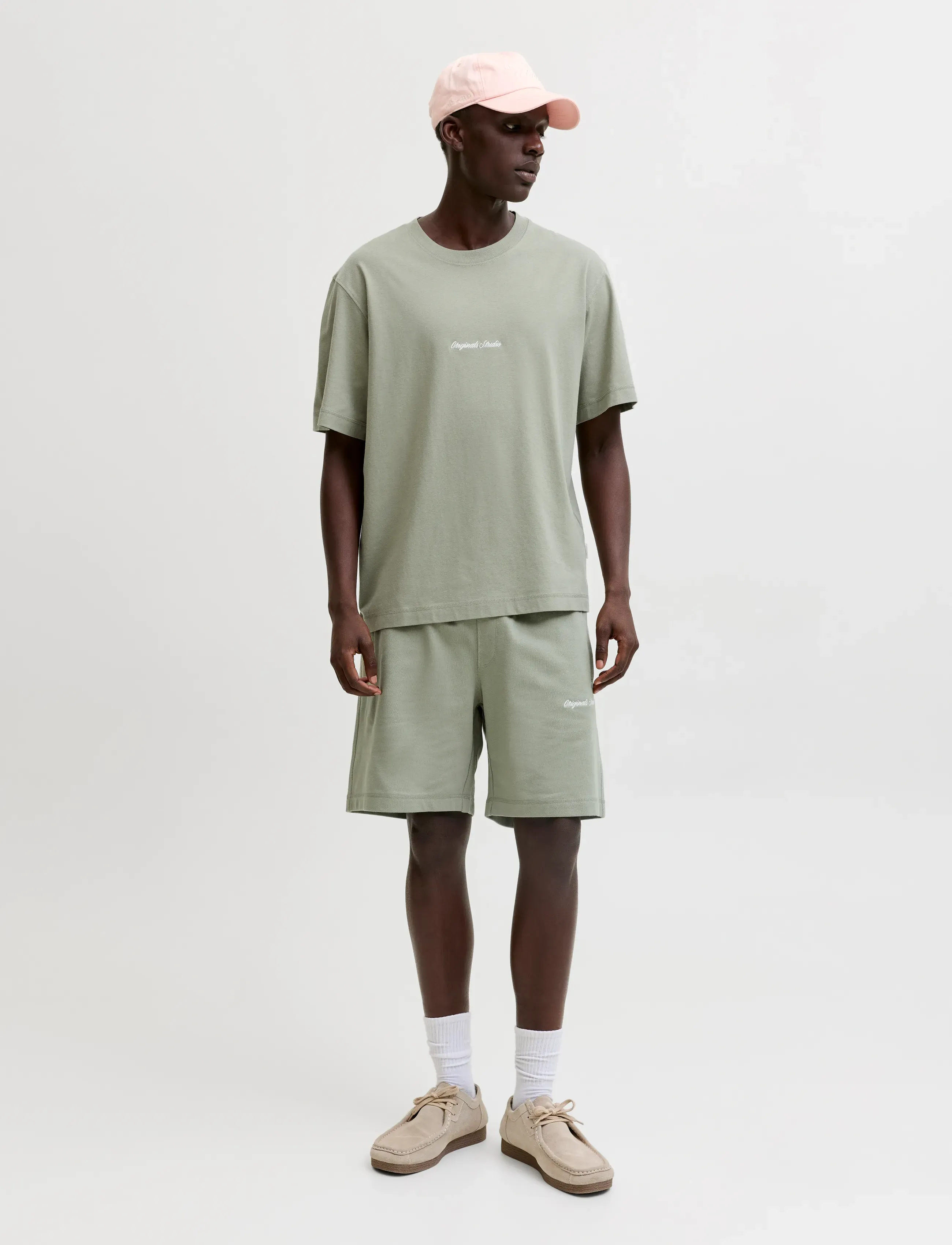 Jack & Jones JORNORREBRO EMB TEE SS CN SET PACK MP - Shorts - SEAGRASS / khaki/green