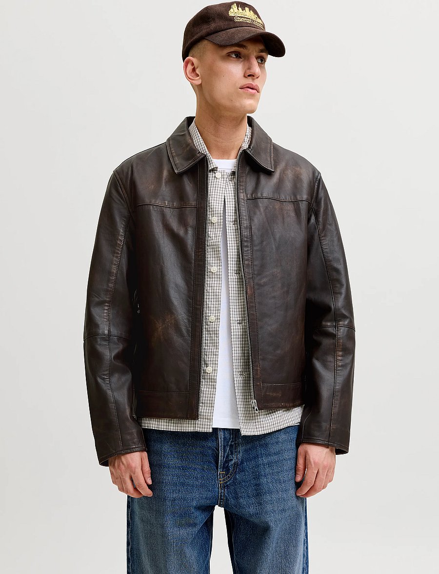 Jack & Jones - JORATOCHA LEATHER JACKET NOOS - chocolate brown - 0