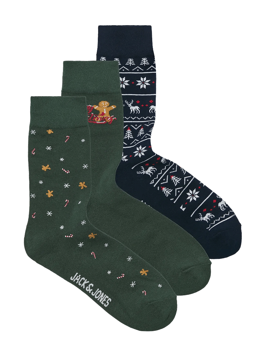 Jack & Jones - JACXMAS GINGERBREAD SOCKS 3 PACK - sky captain - 0