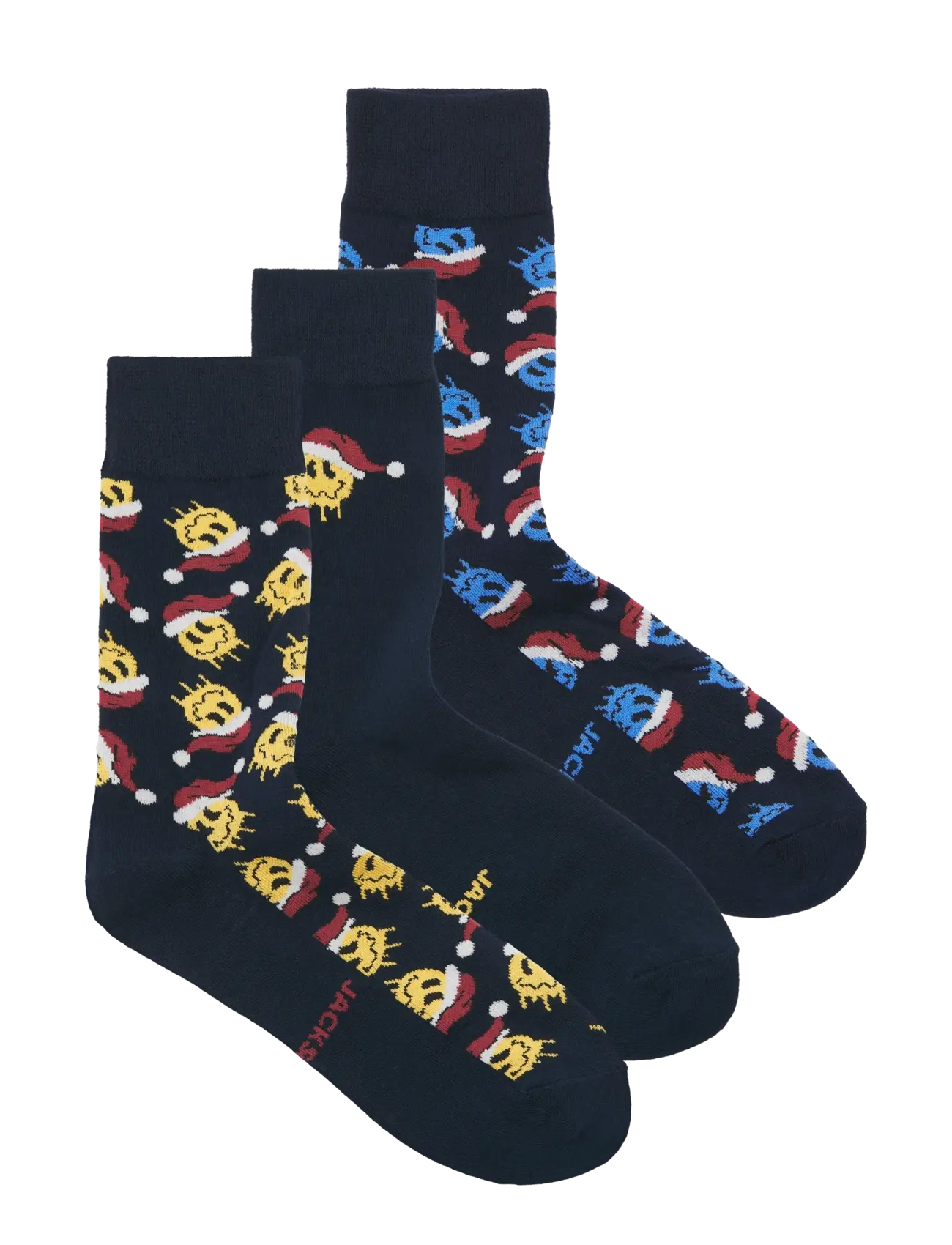 Jack & Jones JACXMAS SMILEY SOCKS 3 PACK - Unterwäsche - OUTER SPACE / navy