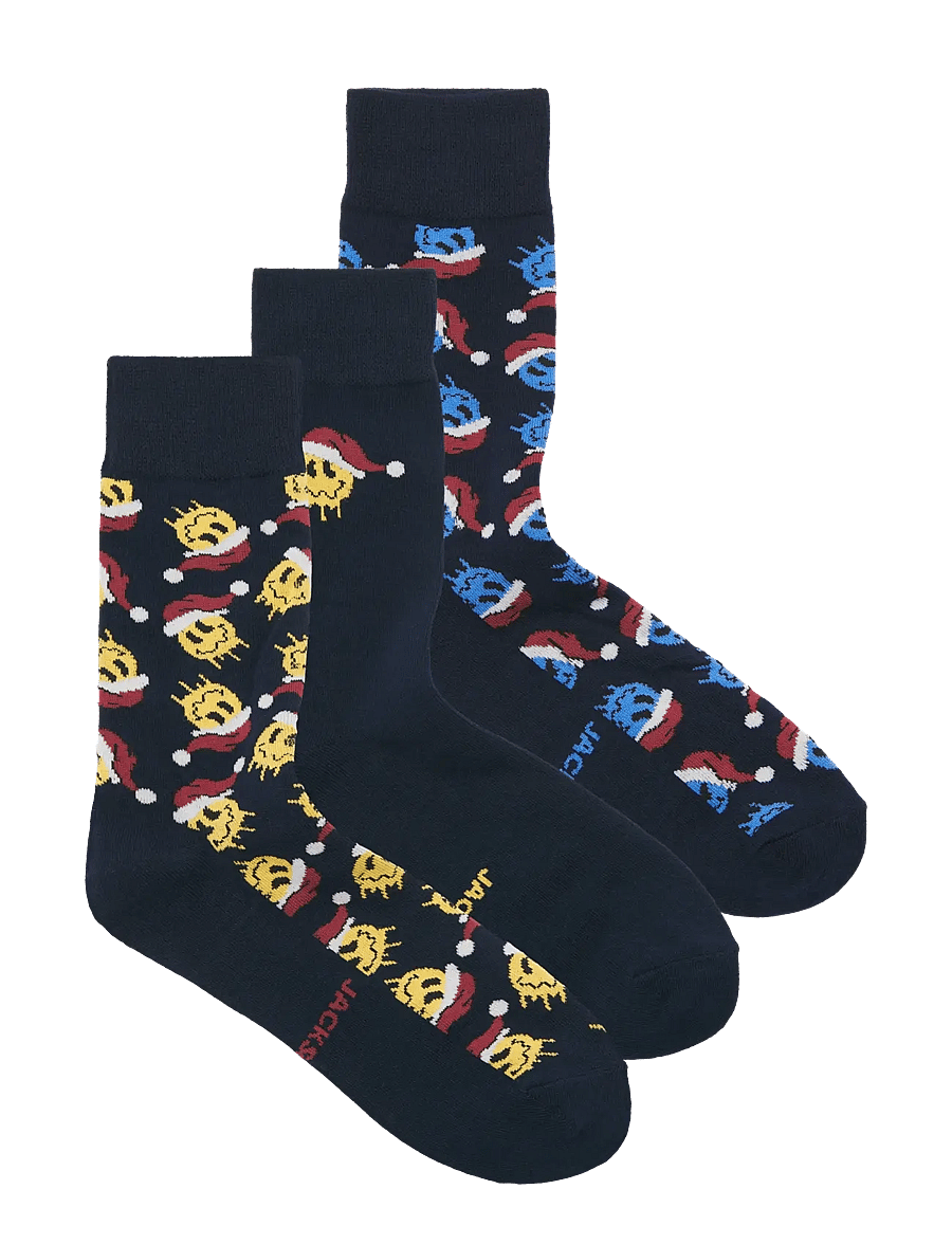 Jack & Jones - JACXMAS SMILEY SOCKS 3 PACK - outer space - 0