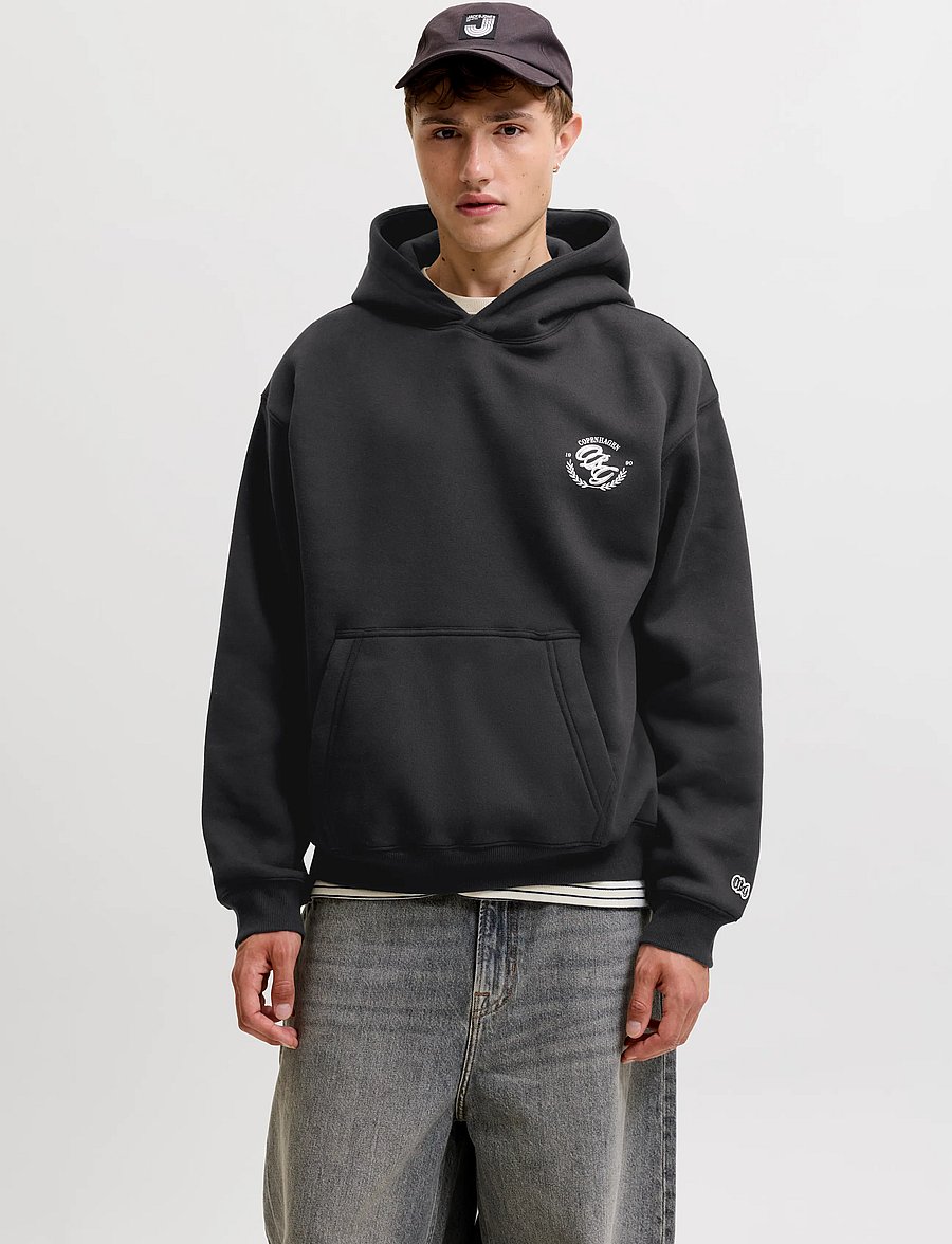 Jack & Jones - JORFREDERIKSBERG BACK SWEAT HOOD - kollektsioonid - black - 0