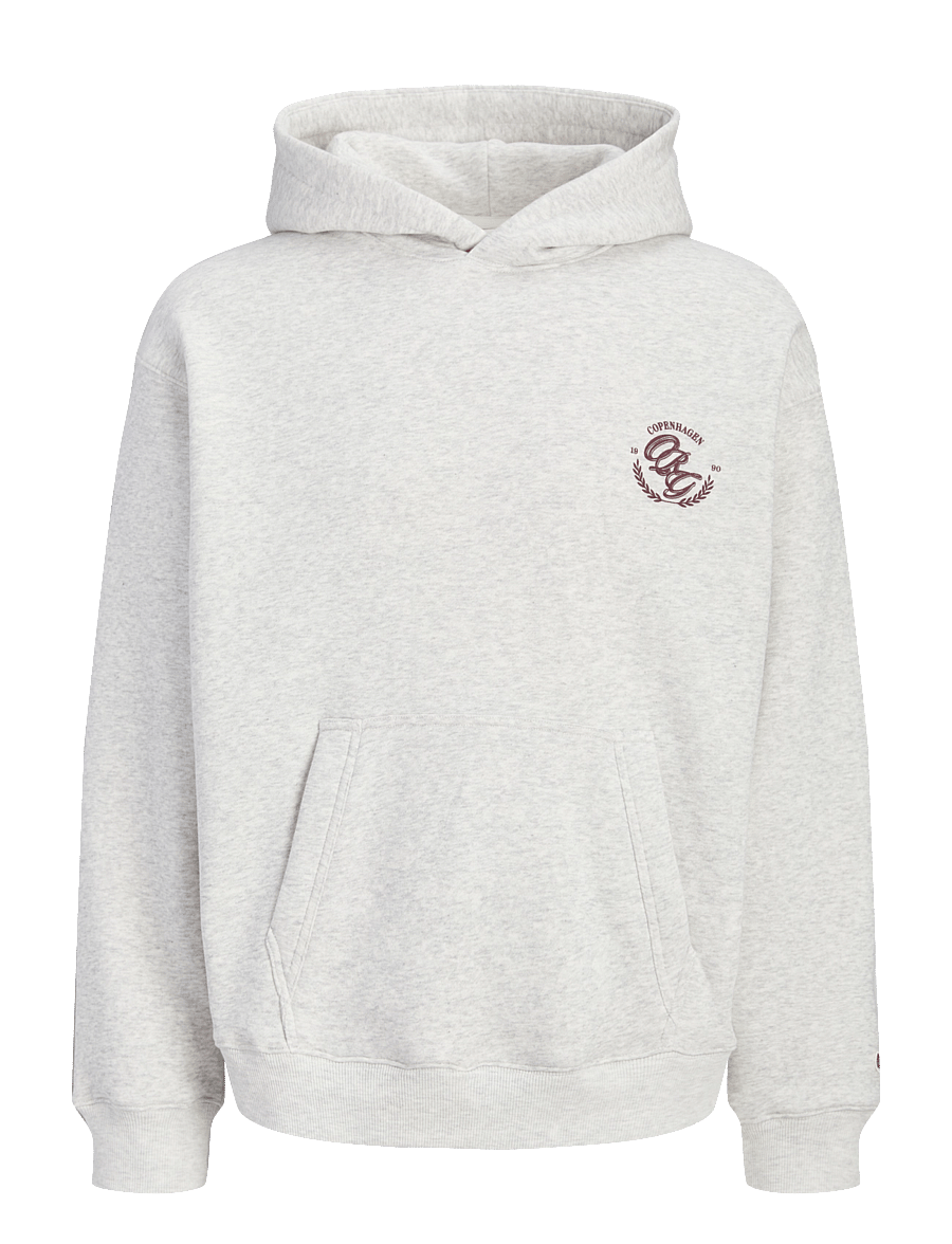 Jack & Jones - JORFREDERIKSBERG BACK SWEAT HOOD - kollektsioonid - white melange - 0