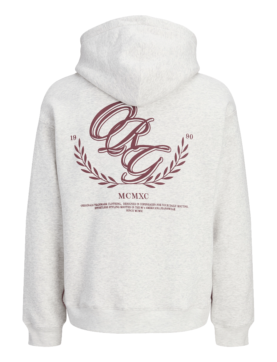 Jack & Jones - JORFREDERIKSBERG BACK SWEAT HOOD - kollektsioonid - white melange - 1