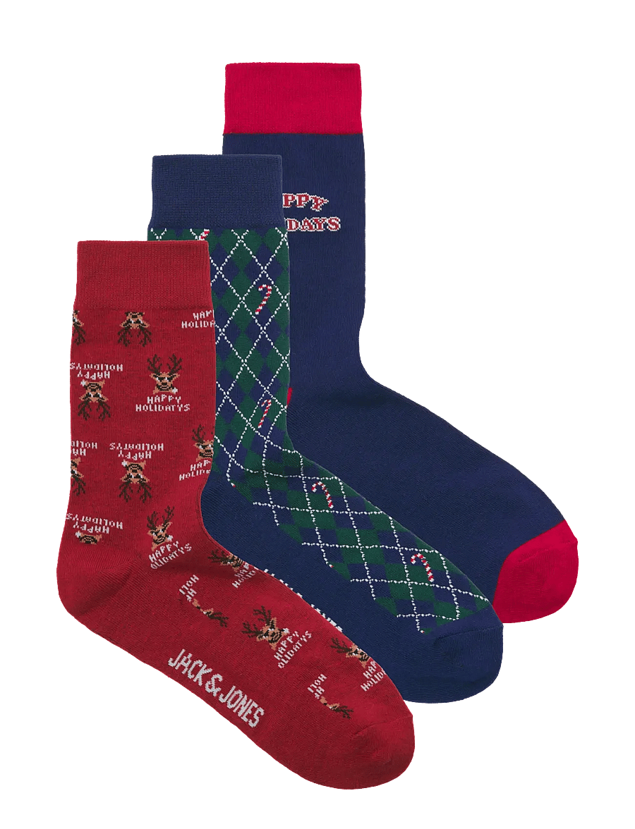 Jack & Jones - JACHAPPY HOLIDAYS SOCKS 3 PACK - ocean cavern - 0
