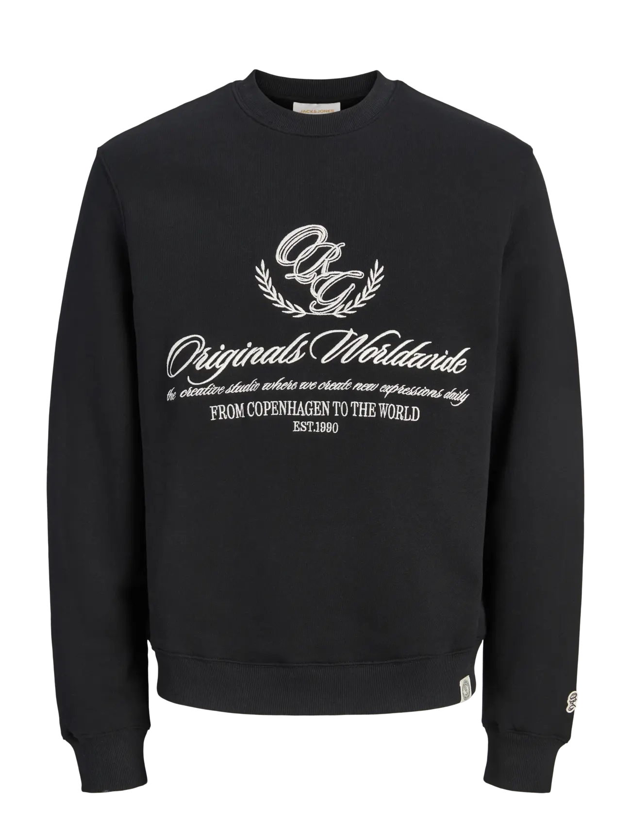 Jack & Jones - JORTORONTO EMB FRONT SWEAT CREW NECK BF - sweatshirts - black - 1