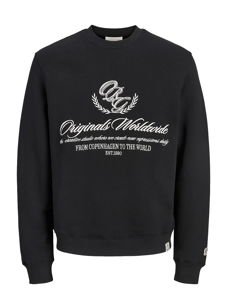 Jack & Jones - JORTORONTO EMB FRONT SWEAT CREW NECK BF - sweatshirts - black - 1