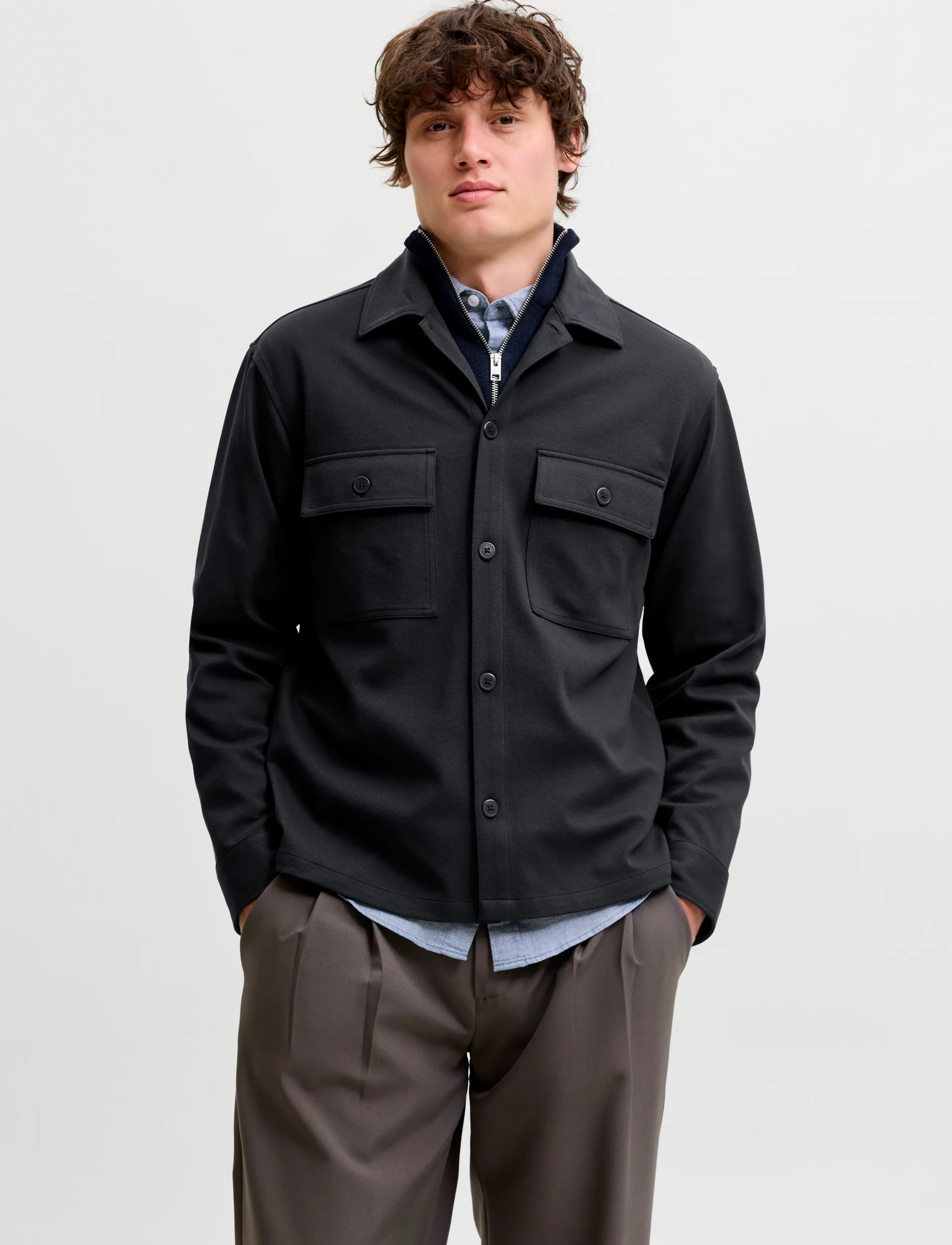 Jack & Jones JJEWILLIAM SWEAT OVERSHIRT LS NOOS - Jacken - DARK NAVY / navy