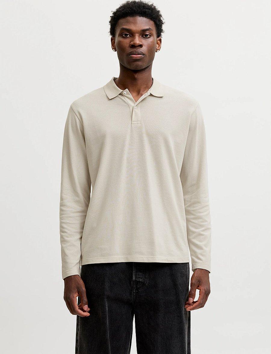 Jack & Jones - JJKANE POLO LS - pikkade varrukatega kootud polod - moonbeam - 0