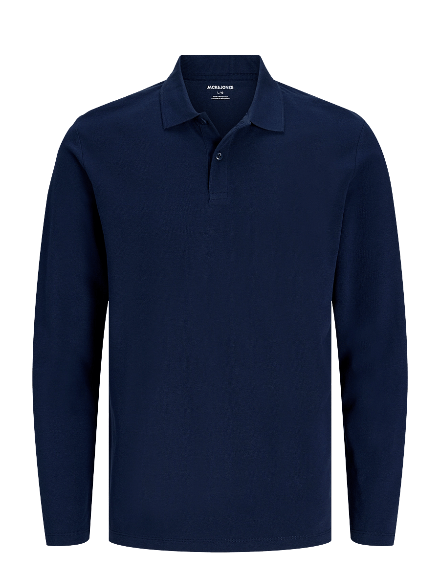 Jack & Jones - JJKANE POLO LS - pikkade varrukatega kootud polod - navy blazer - 0