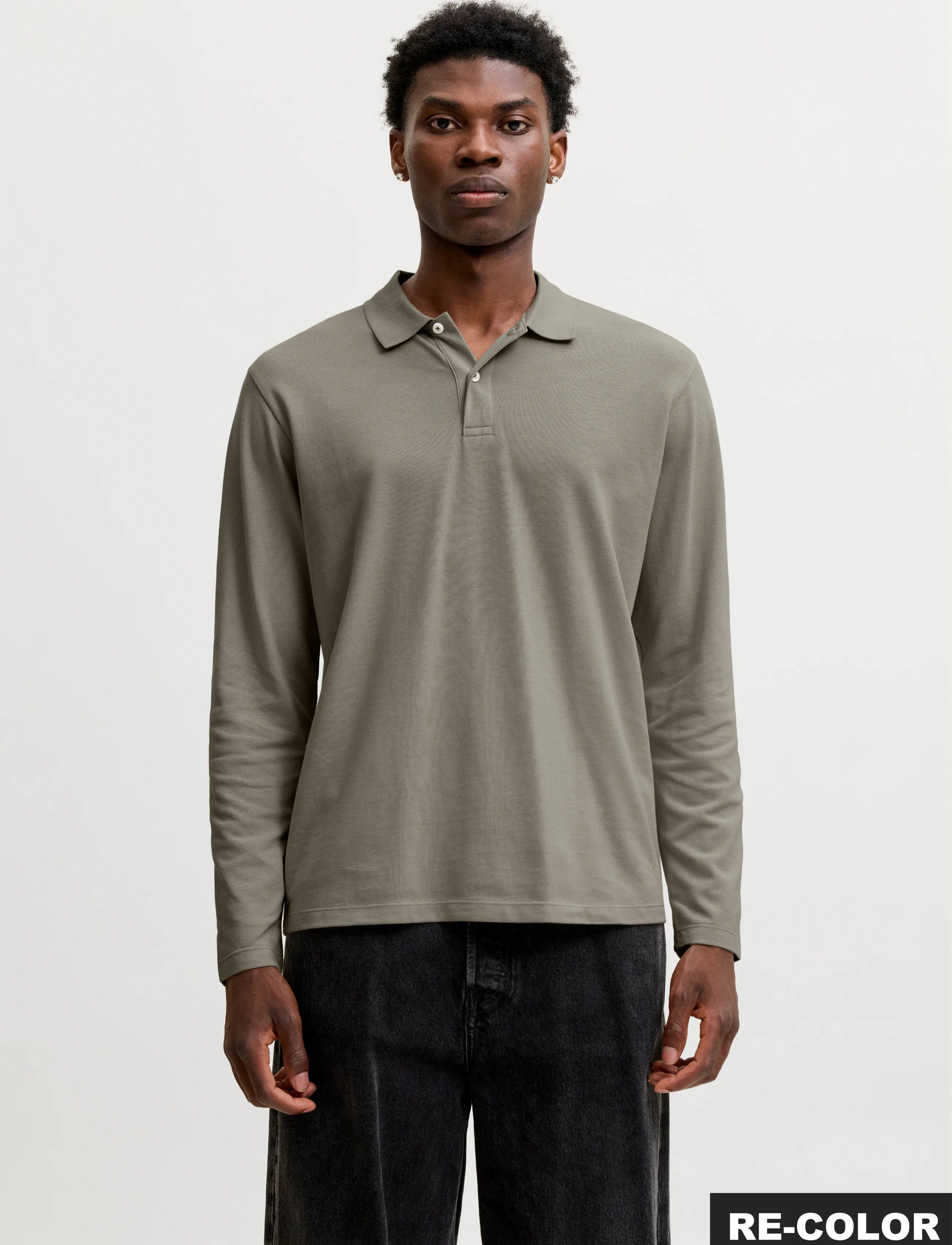 Jack & Jones JJKANE POLO LS - Langärmlige Strick-Polohemden - VETIVER / khaki/green