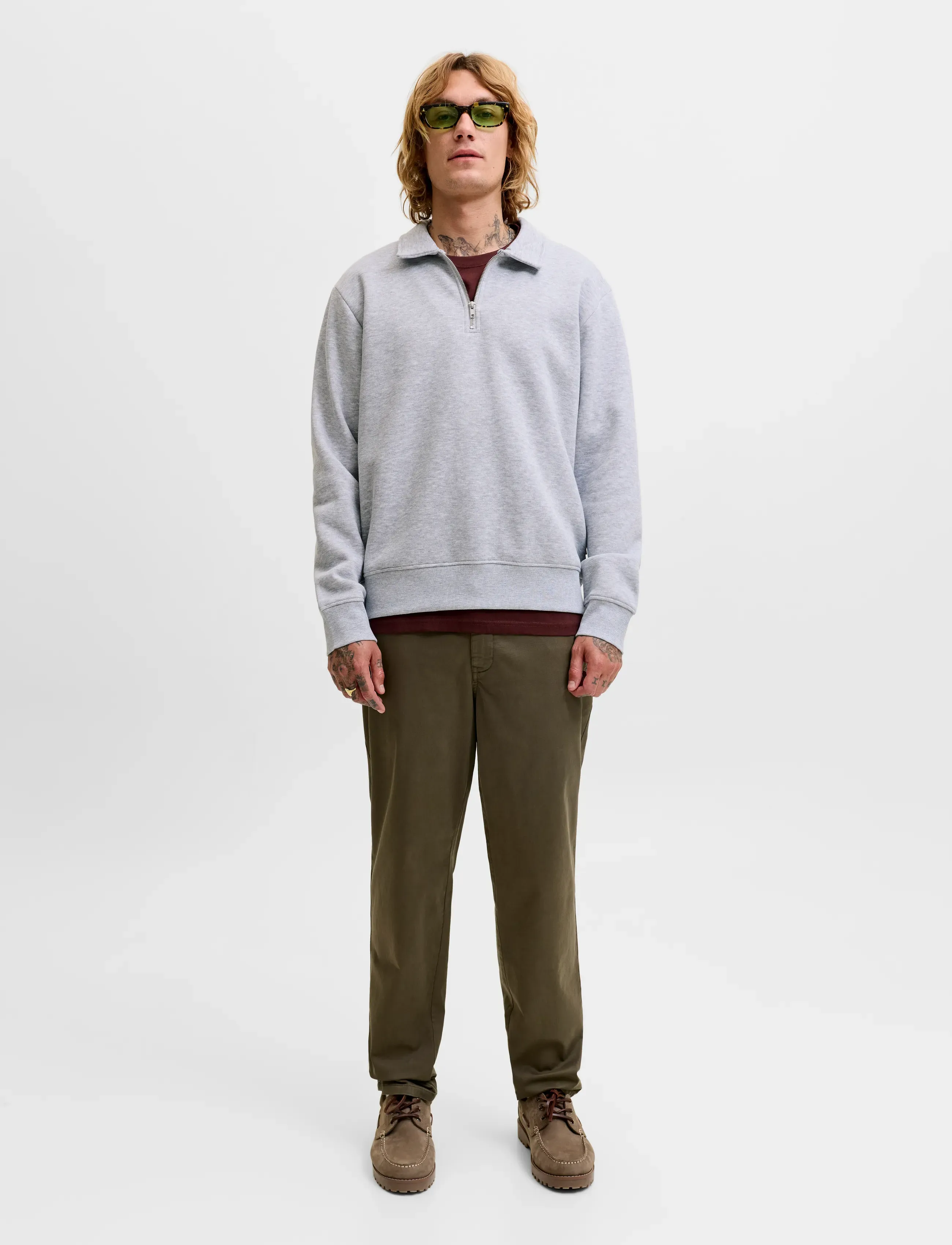 Jack & Jones - JJBRADLEY SWEAT ZIP POLO - light grey melange - 4