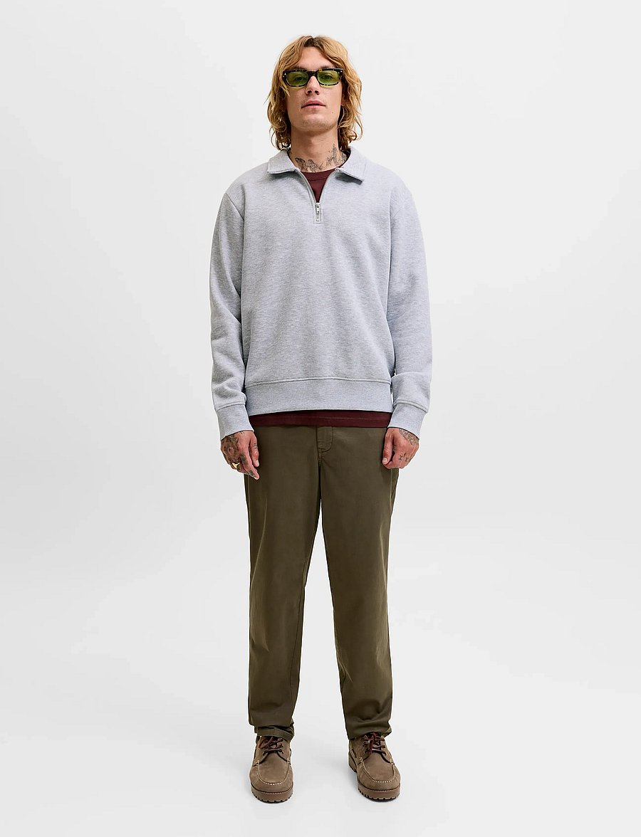 Jack & Jones - JJBRADLEY SWEAT ZIP POLO - light grey melange - 4