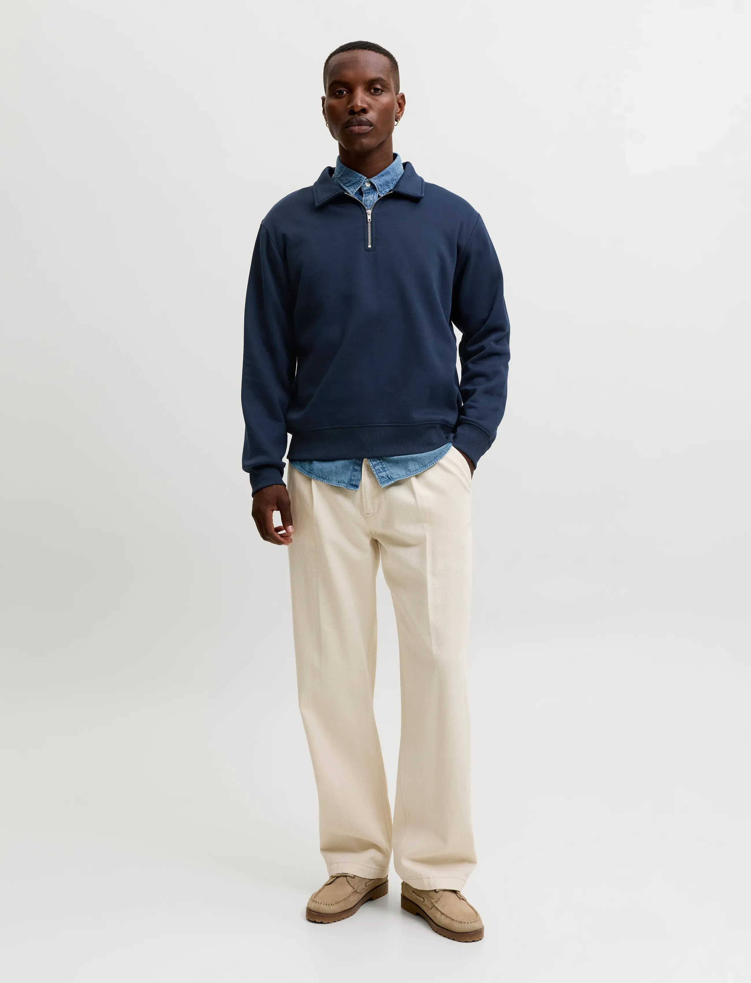 Jack & Jones - JJBRADLEY SWEAT ZIP POLO - navy blazer - 4