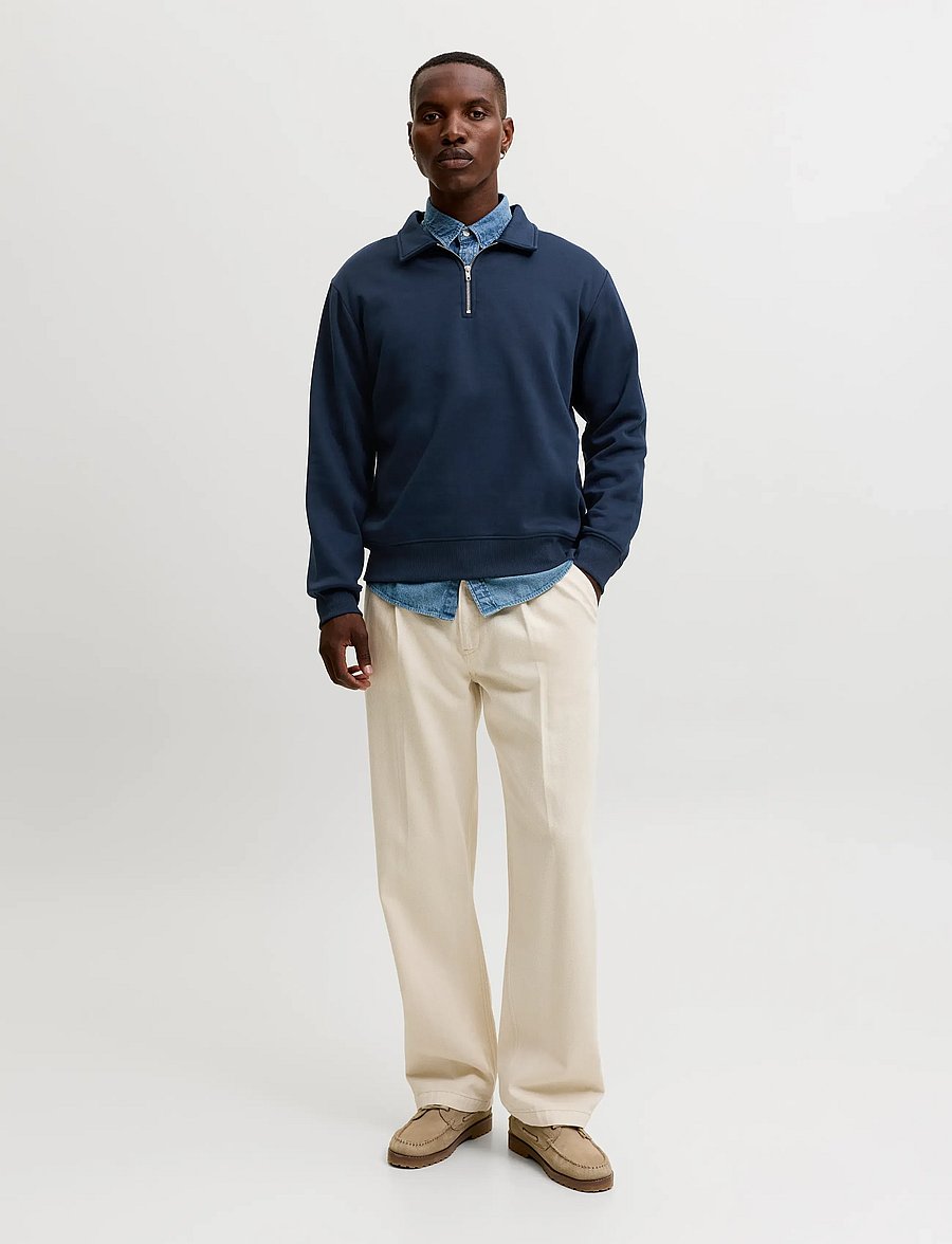 Jack & Jones - JJBRADLEY SWEAT ZIP POLO - navy blazer - 4